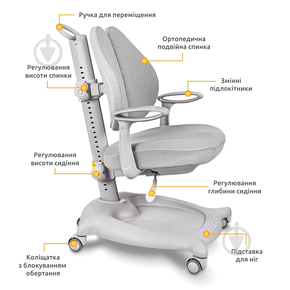 Кресло детское ErgoKids GT Y-404 ortopedic серый - фото 7