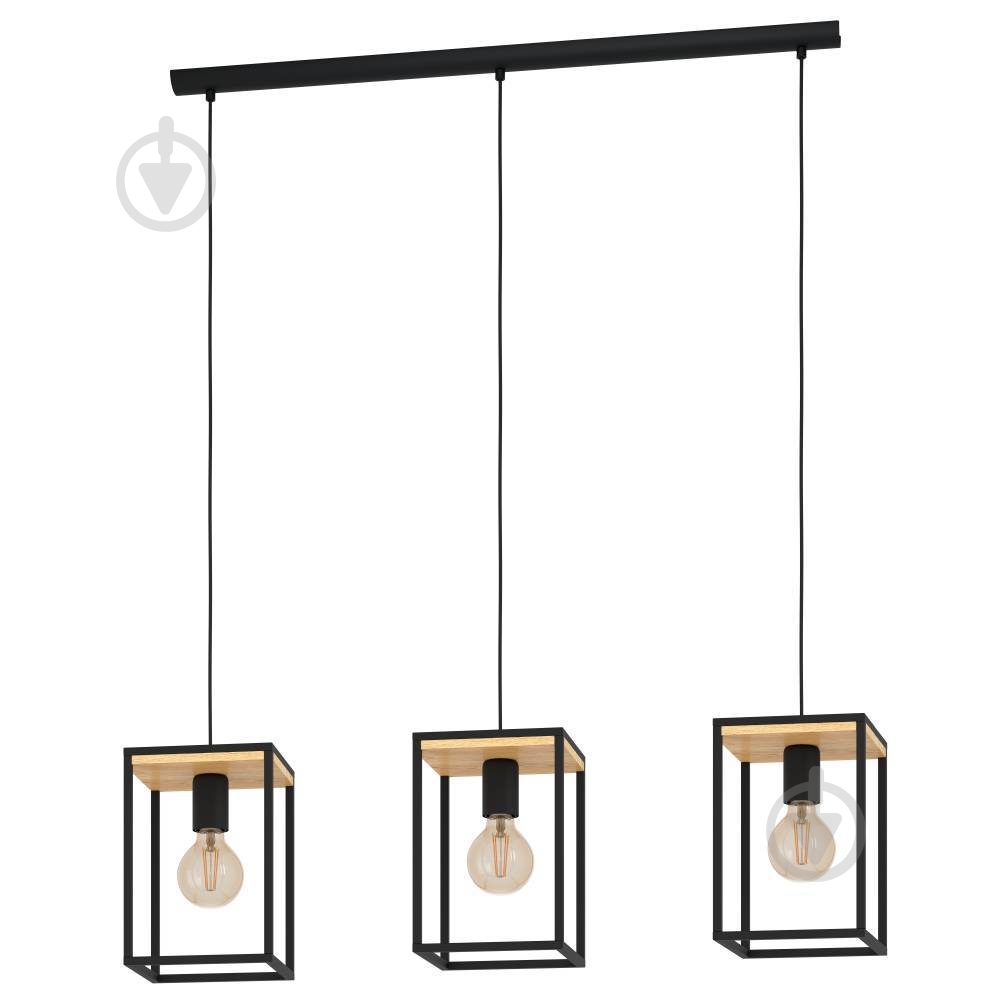 Подвес Eglo 3x40 Вт E27 черный/дерево 99855 - фото 1 Подвес Eglo 3x40 Вт E27 черный/дерево 99855 - фото 1