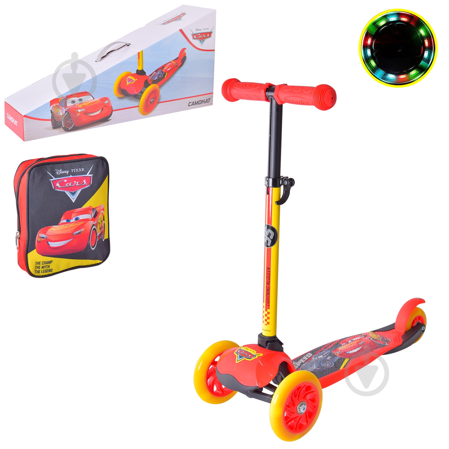 Самокат Disney Cars красный LS2114 - фото 1