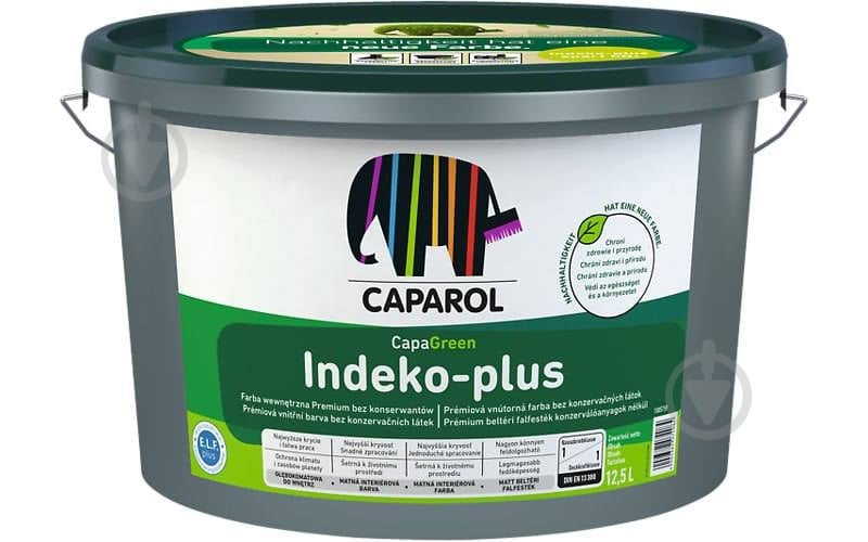 Краска интерьерная акриловая Caparol CapaGreen Indeko-plus E.L.F. plus База 1 глубокий мат 2,5 л 3,75 кг - фото 1