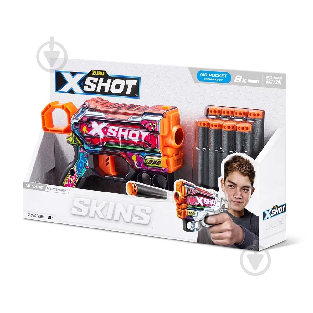 Швидкострільний бластер Zuru X-Shot Skins Menace Mercenary (8 патронів) 36515P - фото 2