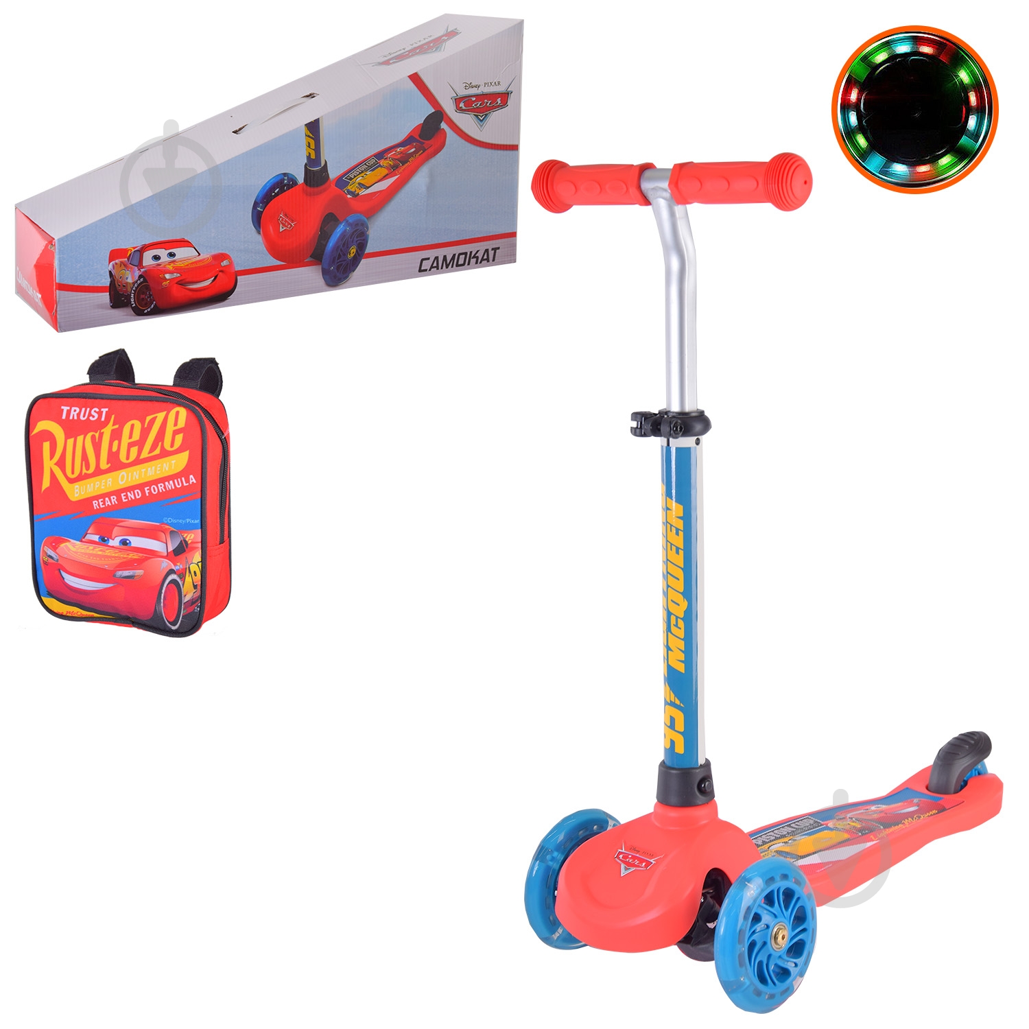 Самокат Disney Cars красный LS2213 - фото 1