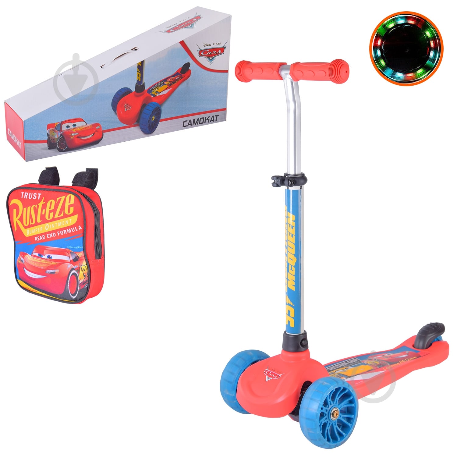 Самокат Disney Cars красный LS2214 - фото 1