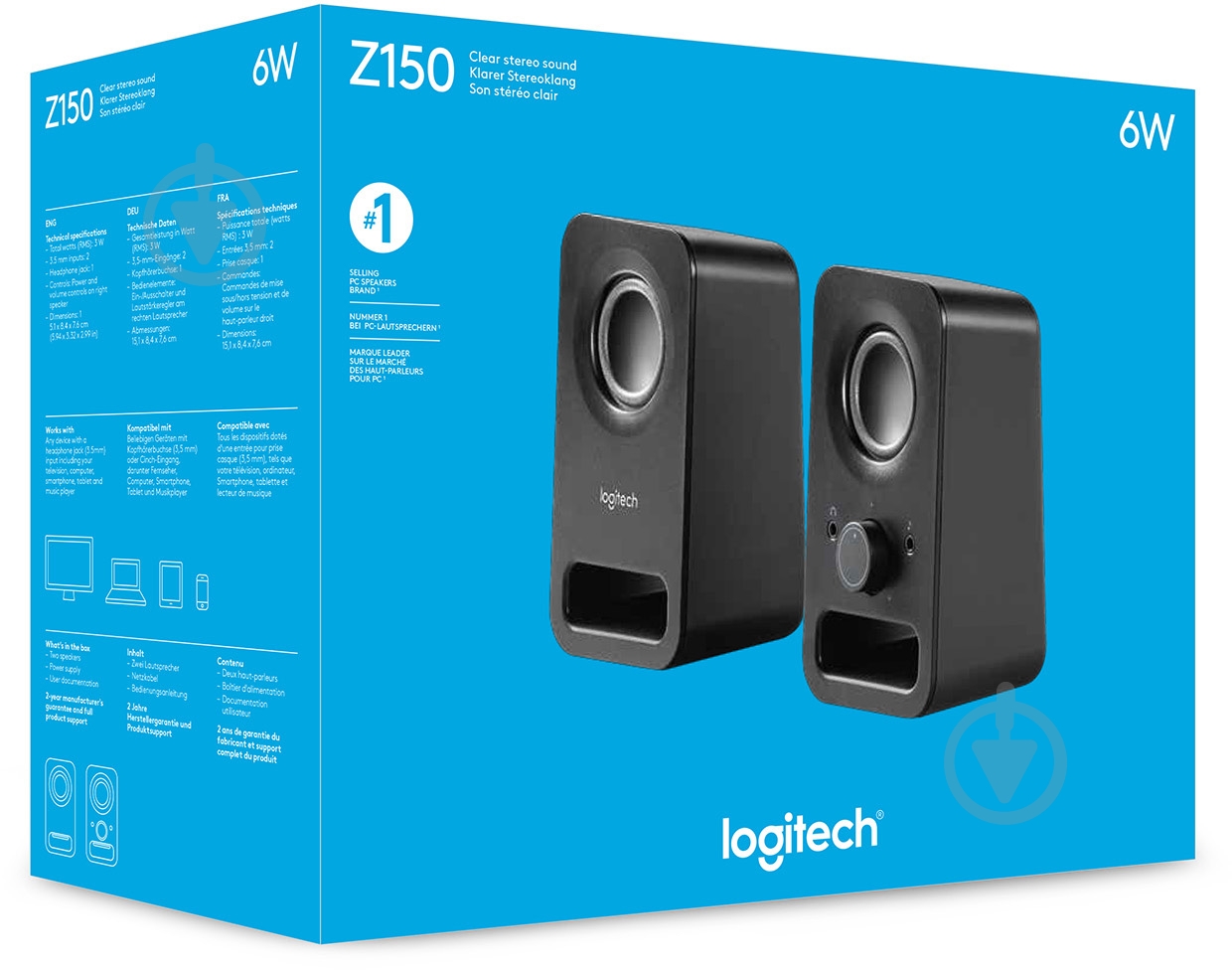 Акустическая система Logitech Z150 2.0 midnight black (980-000814) - фото 5