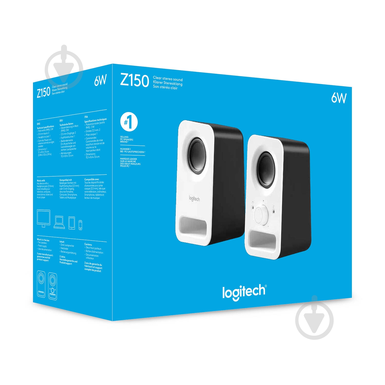 Акустическая система Logitech Z150 2.0 snow white (980-000815) - фото 4