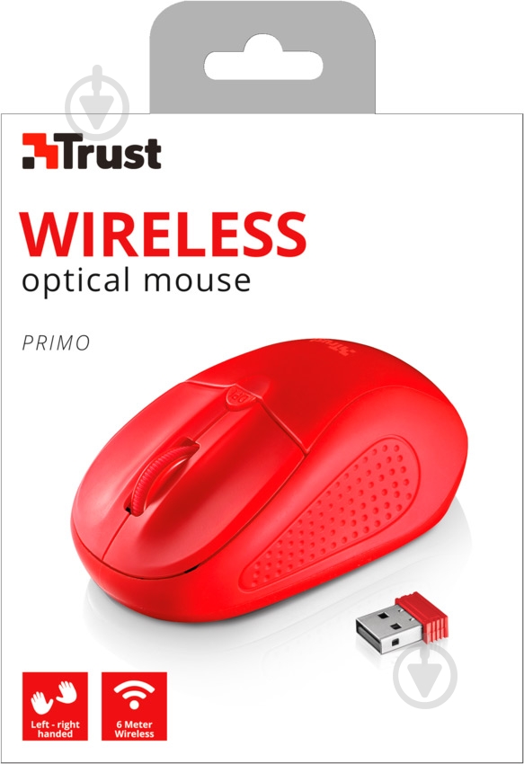 Мышь Trust Primo Wireless Mouse (20787) red (6231369) - фото 5