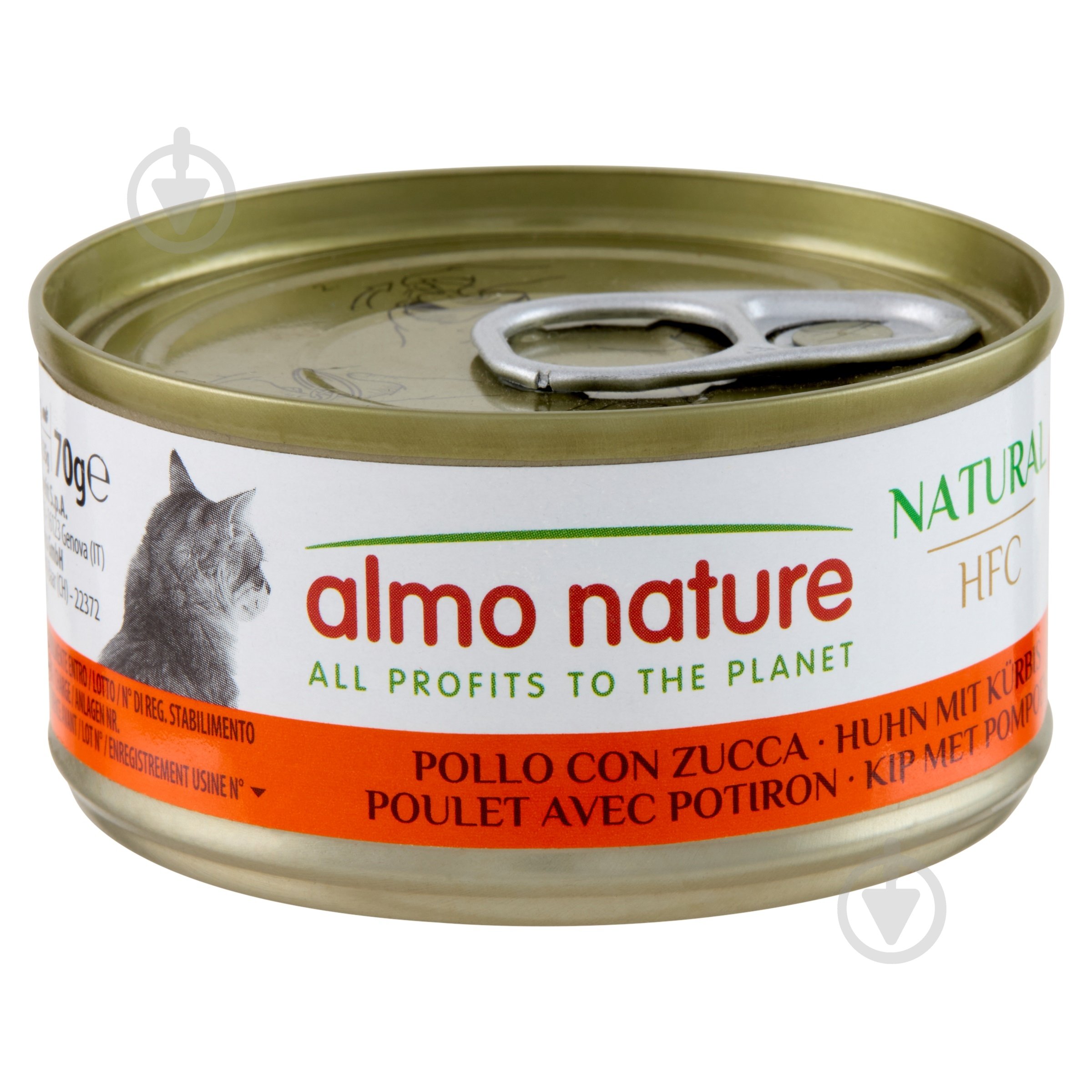 Консерва для взрослых котов Almo Nature HFC Natural с курицей и тыквой 70 г - фото 1 Консерва для взрослых котов Almo Nature HFC Natural с курицей и тыквой 70 г - фото 1