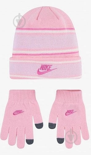 Шапка Nike MULTI STRIPE BEANIE SET 8A3047-A0W р.one size рожевий - фото 1