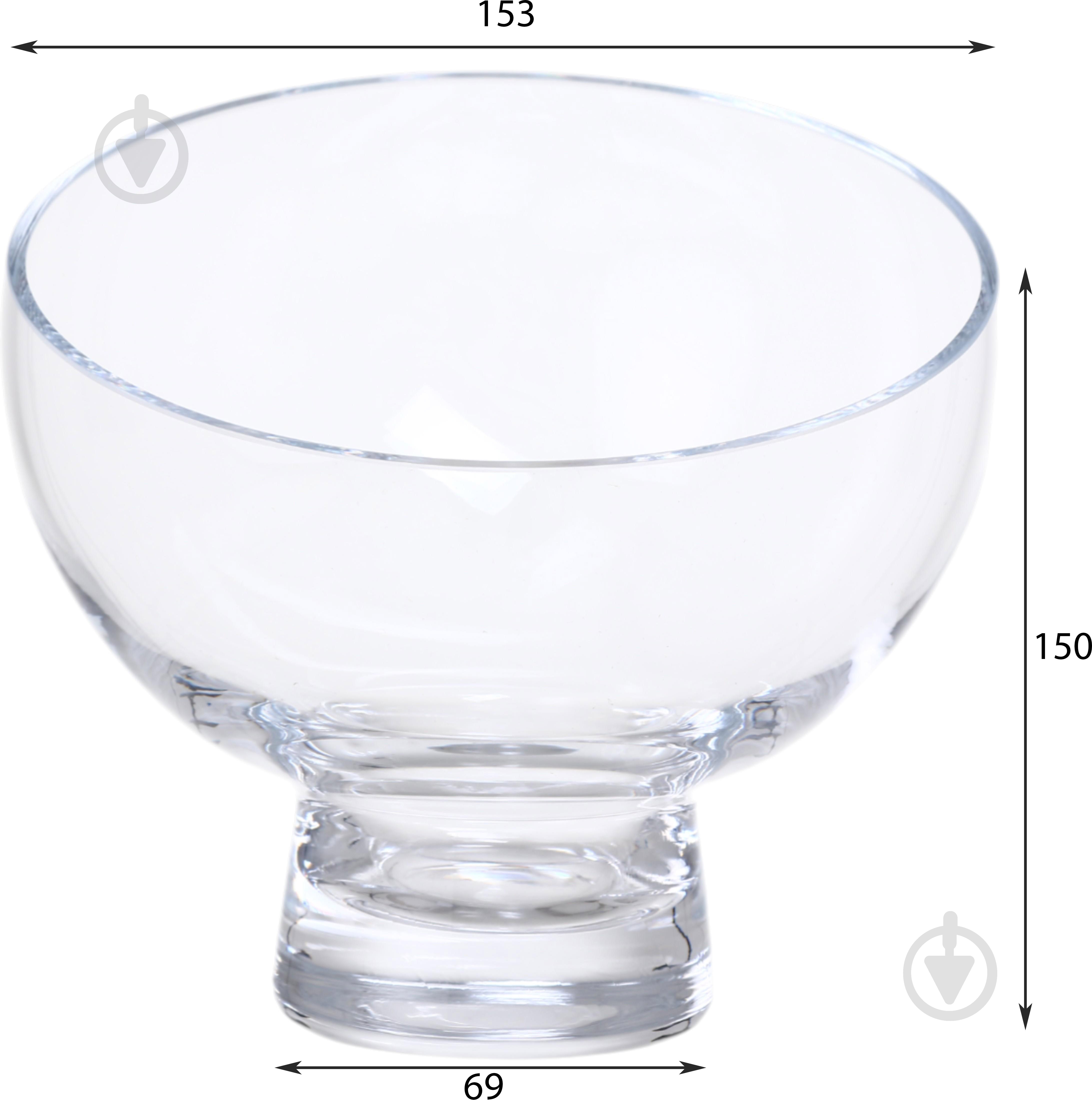 Ваза скляна Wrzesniak Glassworks Сфера скошена на ніжці 15 см прозора 15-848 - фото 2
