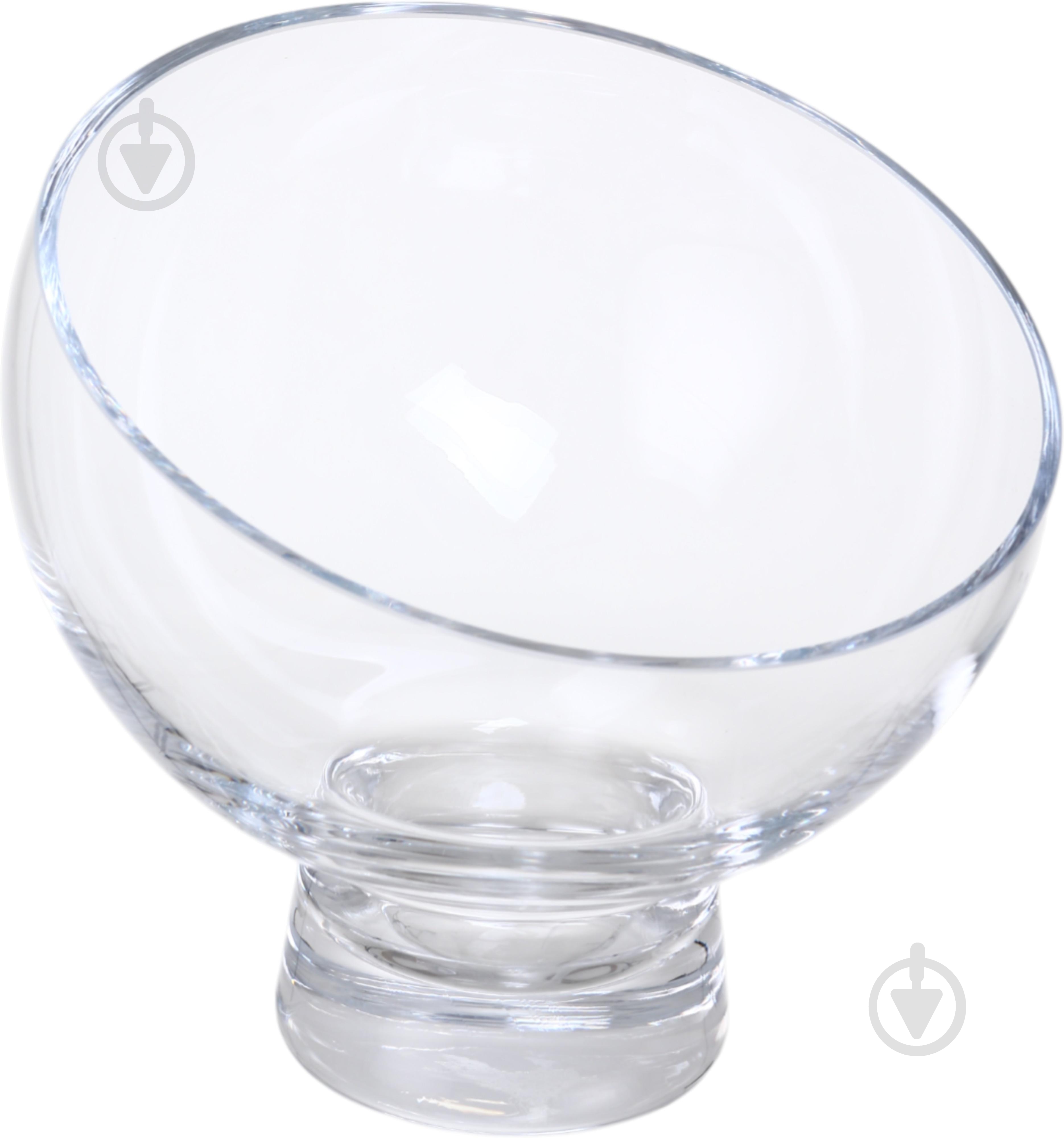 Ваза скляна Wrzesniak Glassworks Сфера скошена на ніжці 15 см прозора 15-848 - фото 1