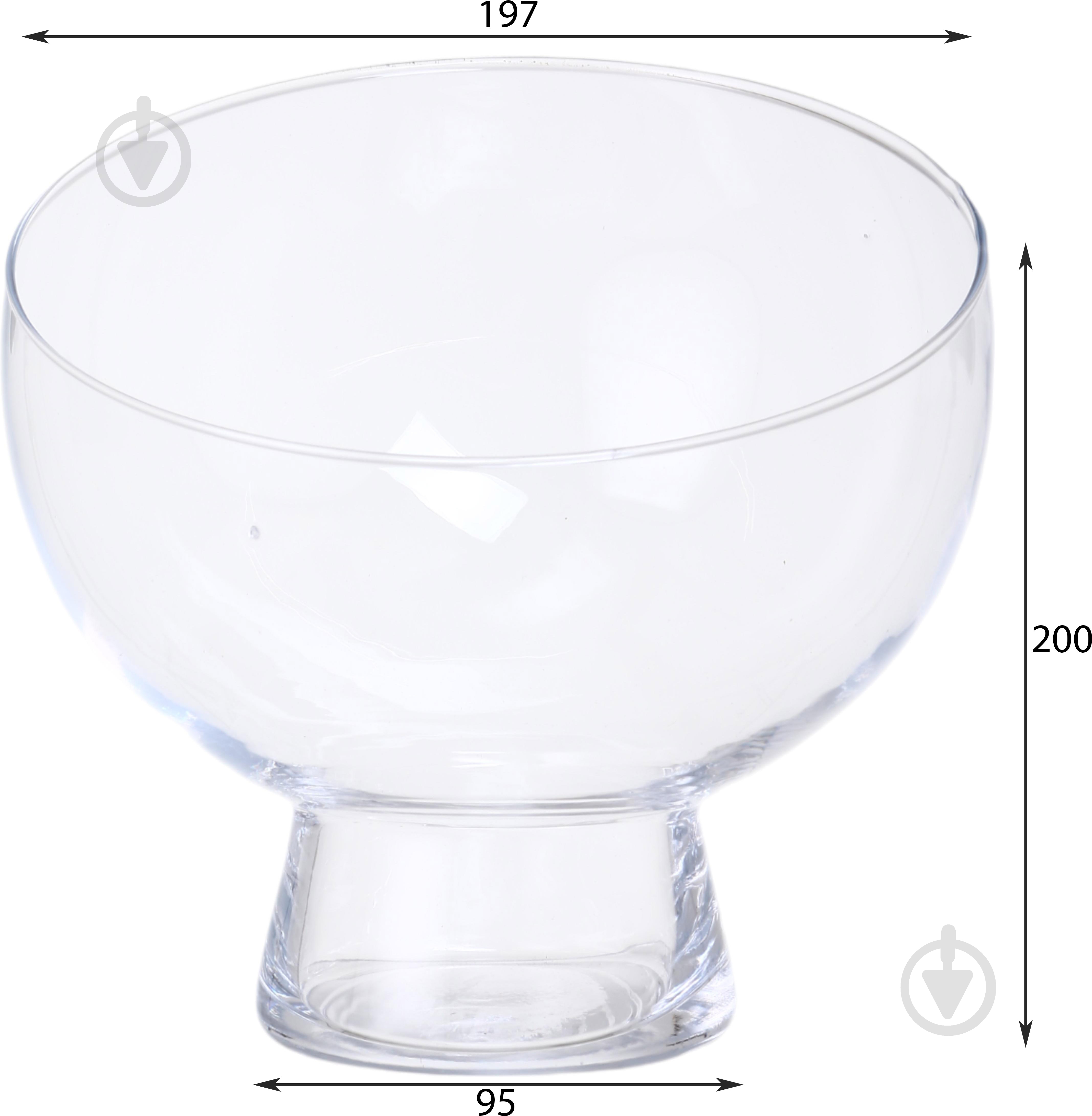Ваза скляна Wrzesniak Glassworks Сфера скошена на ніжці 20 см прозора 15-848A - фото 2