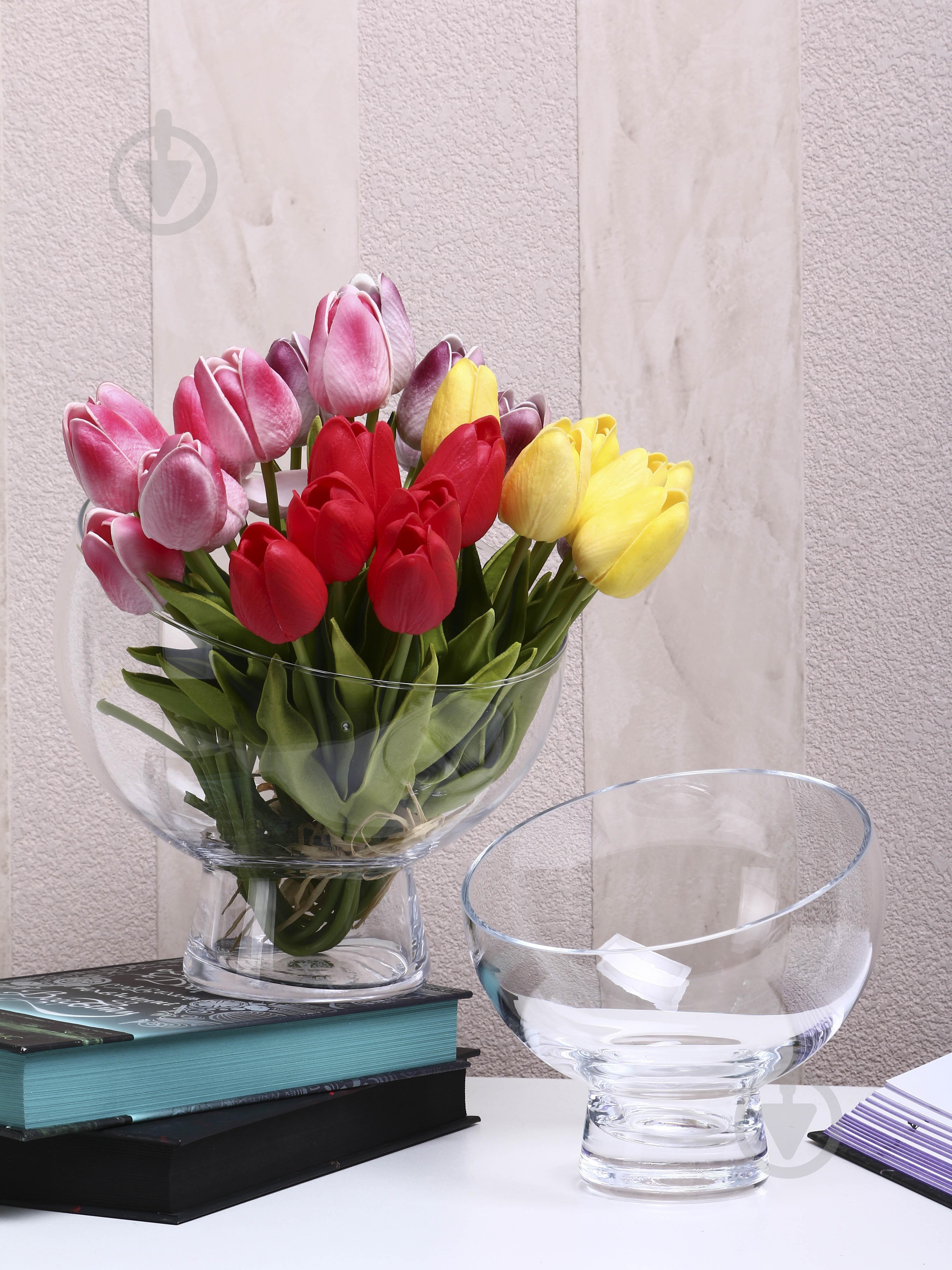 Ваза скляна Wrzesniak Glassworks Сфера скошена на ніжці 20 см прозора 15-848A - фото 6