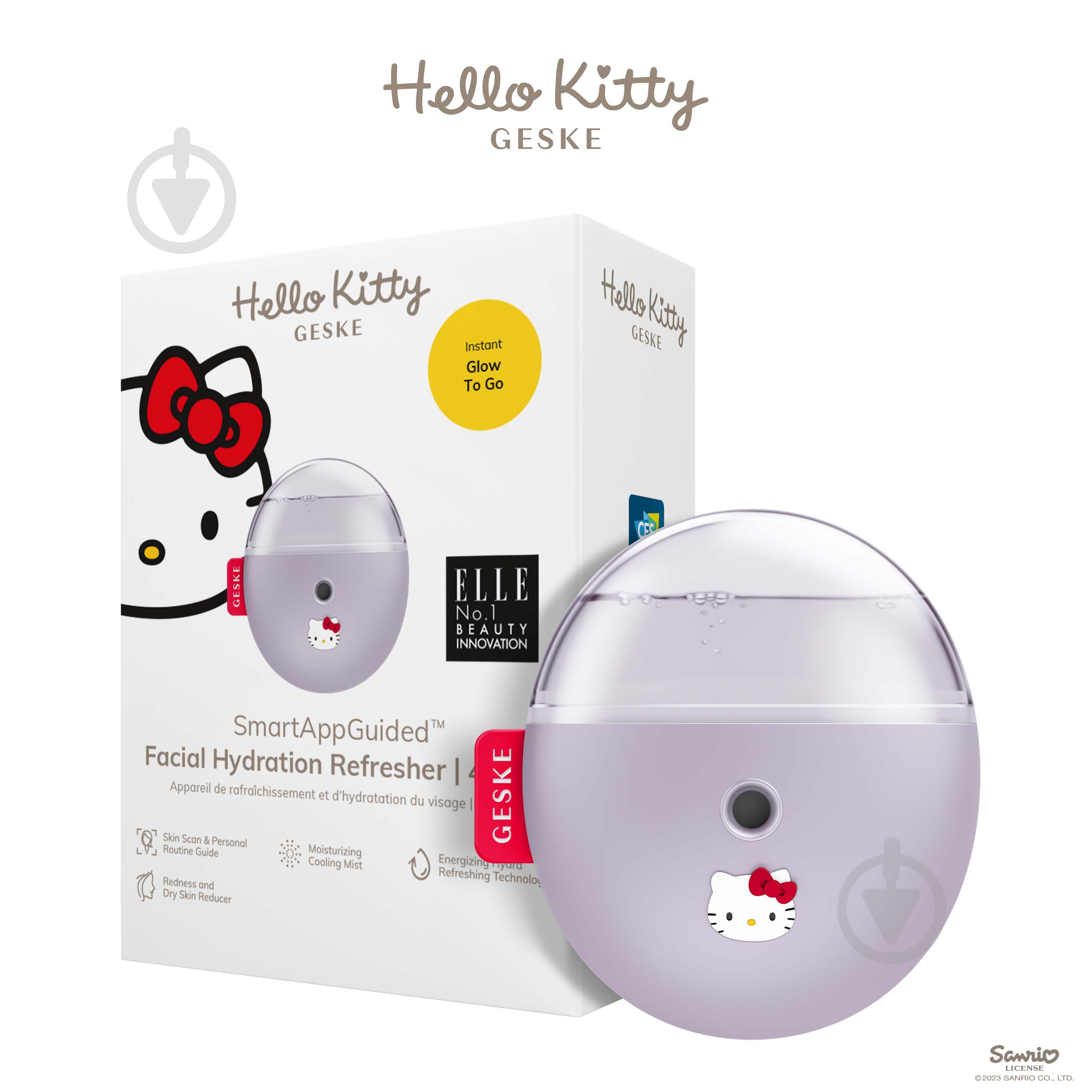 Електронний освіжувач GESKE для зволоження обличчя Facial Hydration Refresher 4 в 1 by Hello Kitty фіолетовий - фото 5