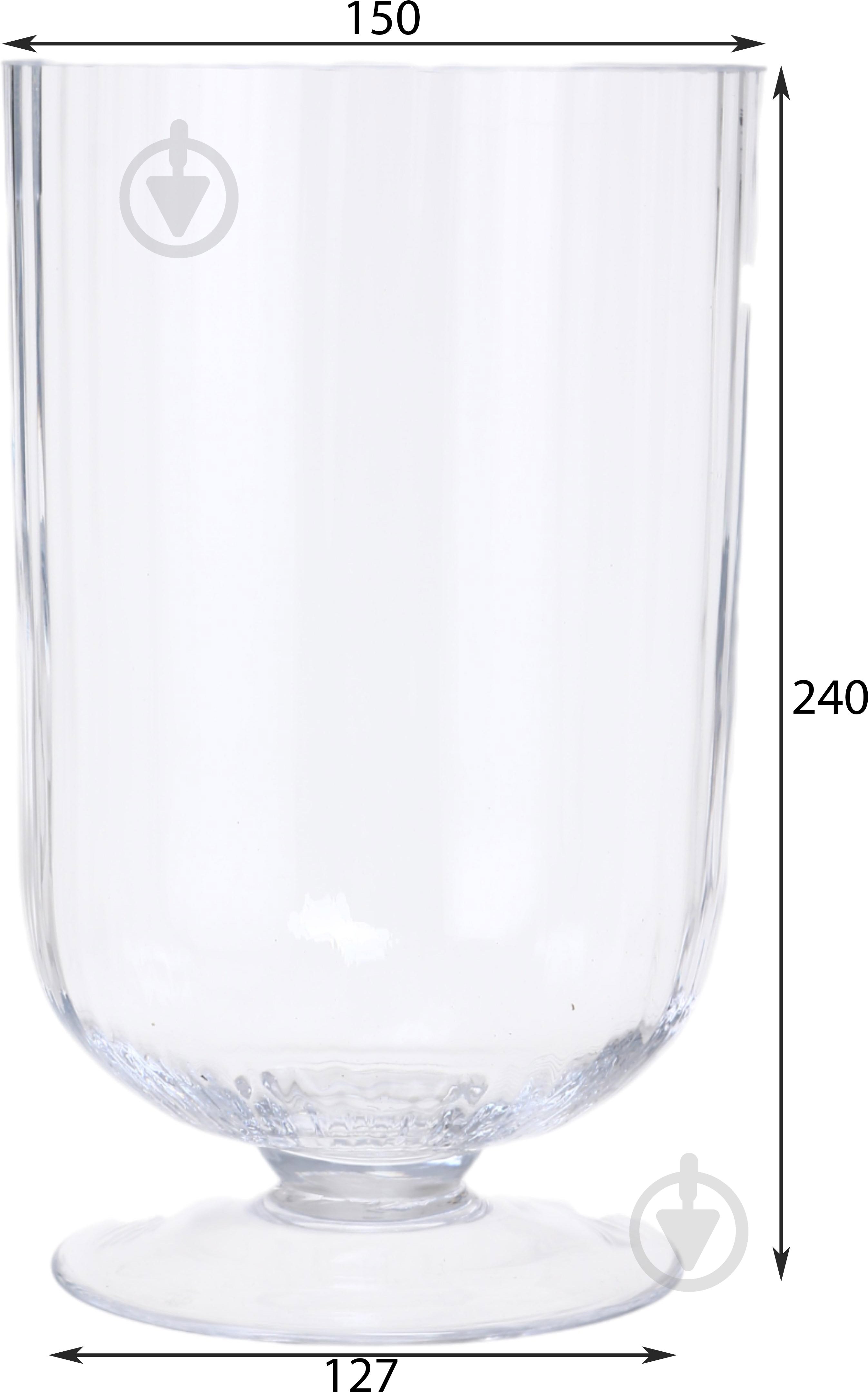Ваза скляна Wrzesniak Glassworks Stripe на ніжці 24 см прозора 15-4222 - фото 2