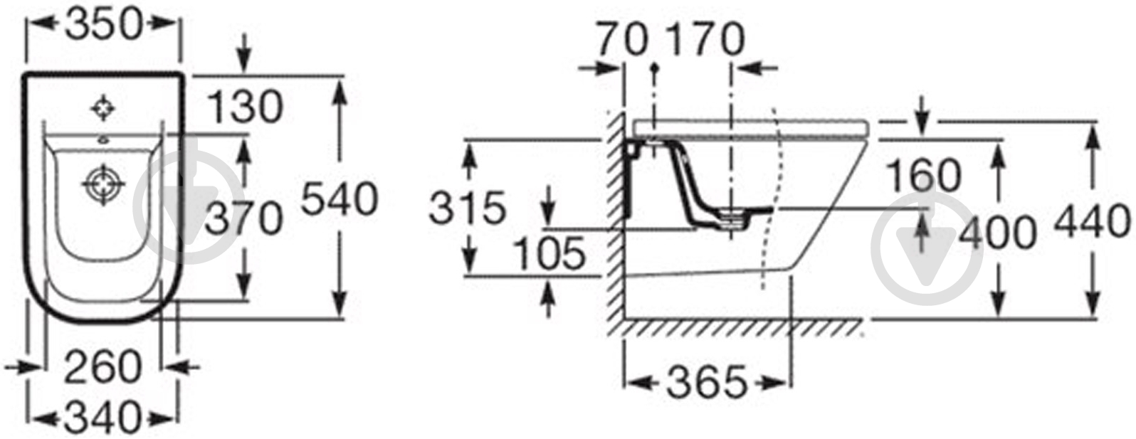 Биде подвесное ROCA Gap A357475000 - фото 2
