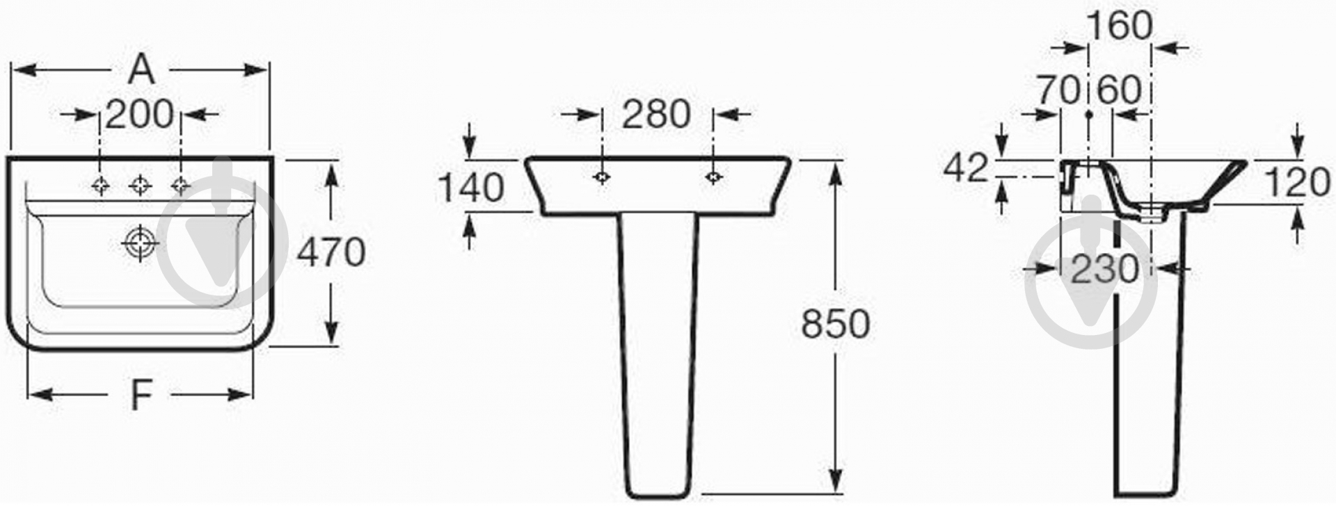 Умывальник ROCA Gap A327473000 - фото 2