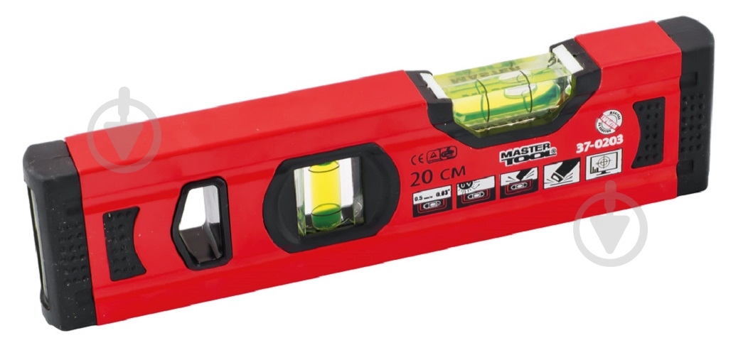 Рівень 20 см MASTERTOOL 2 капсули 37-0203 - фото 1