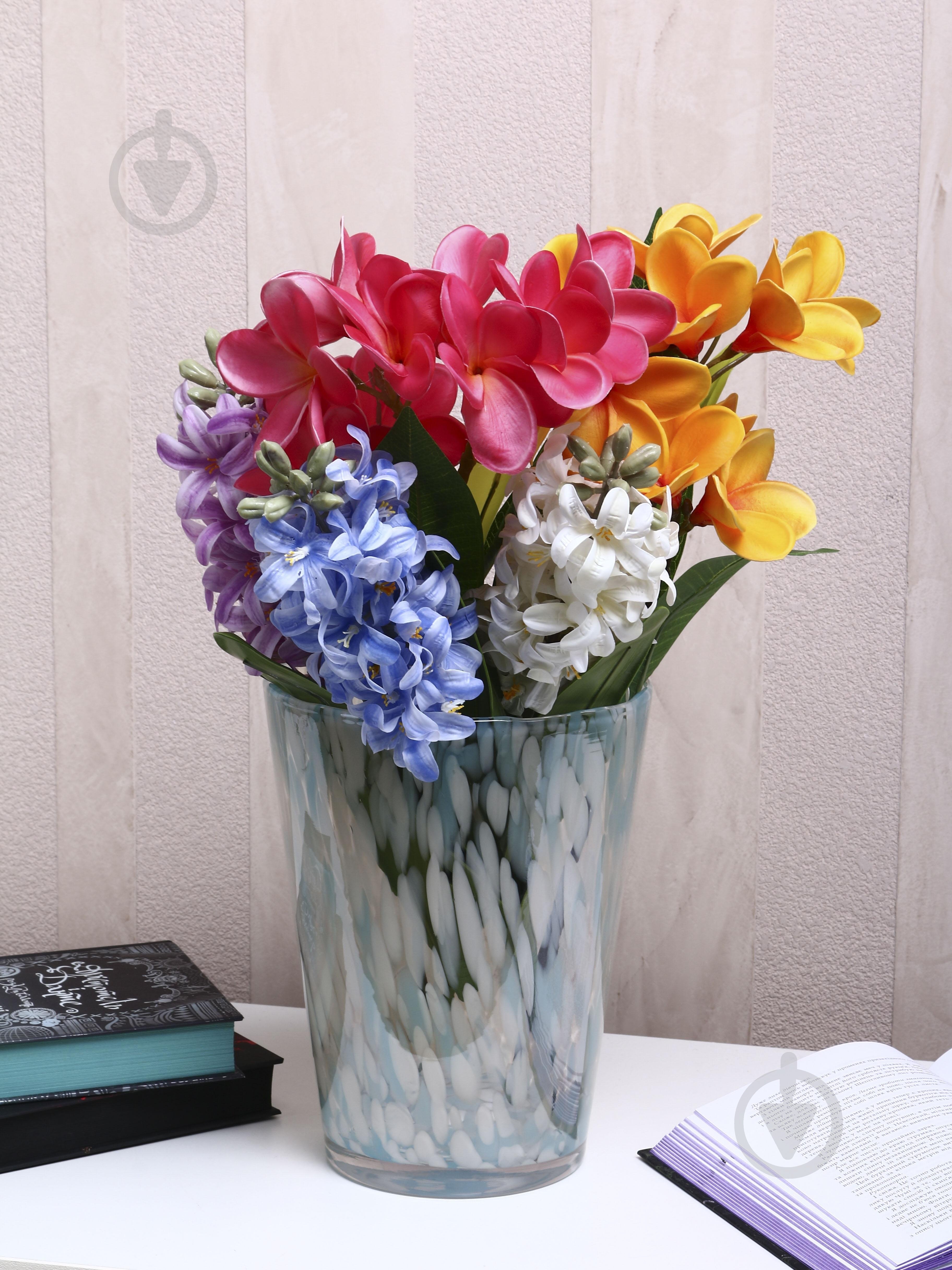 Ваза скляна Wrzesniak Glassworks Confetti 24 см блакитна 27-1061D - фото 5