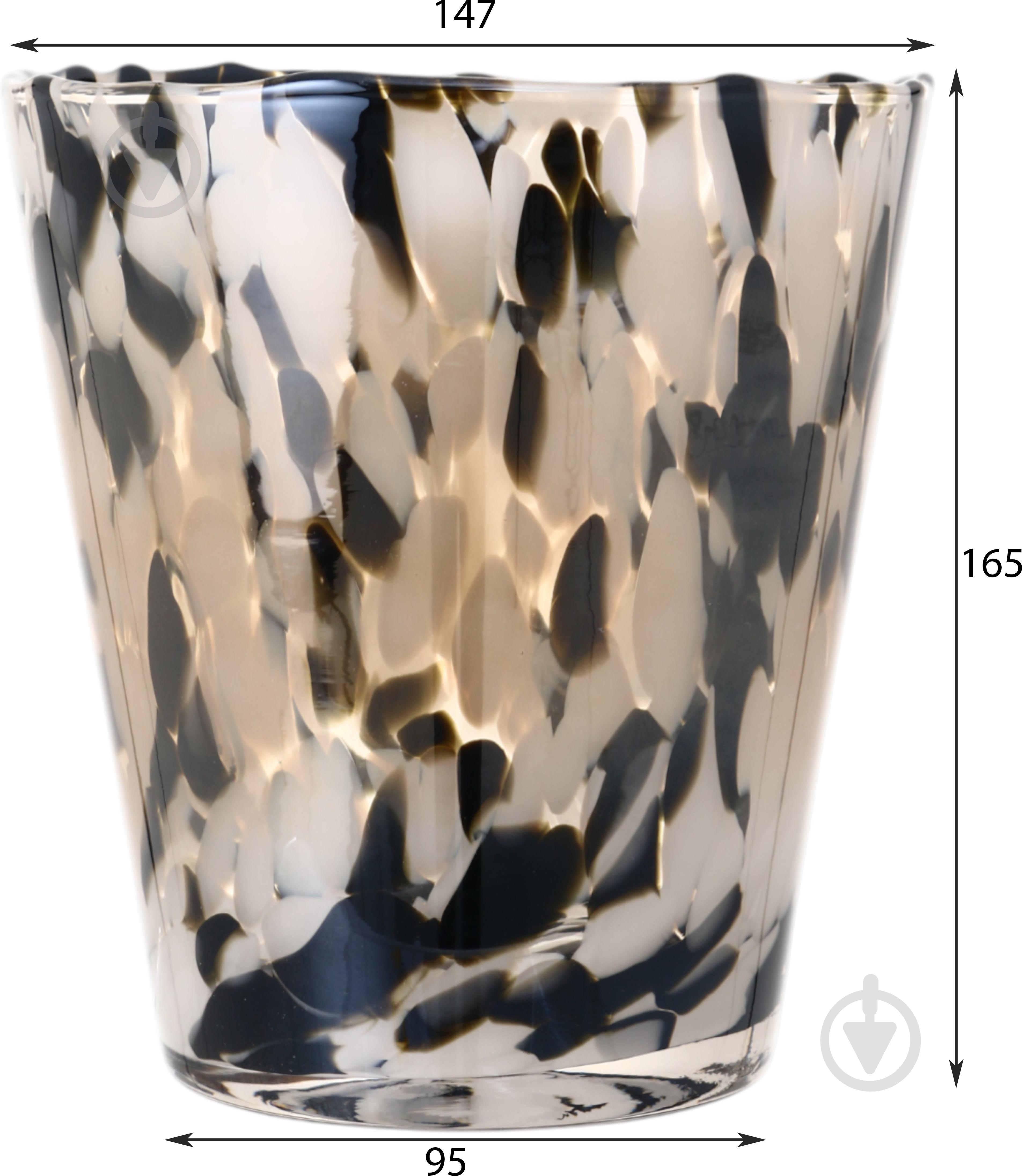 Ваза скляна Wrzesniak Glassworks Confetti 16 см чорно-біла 27-1061C - фото 2