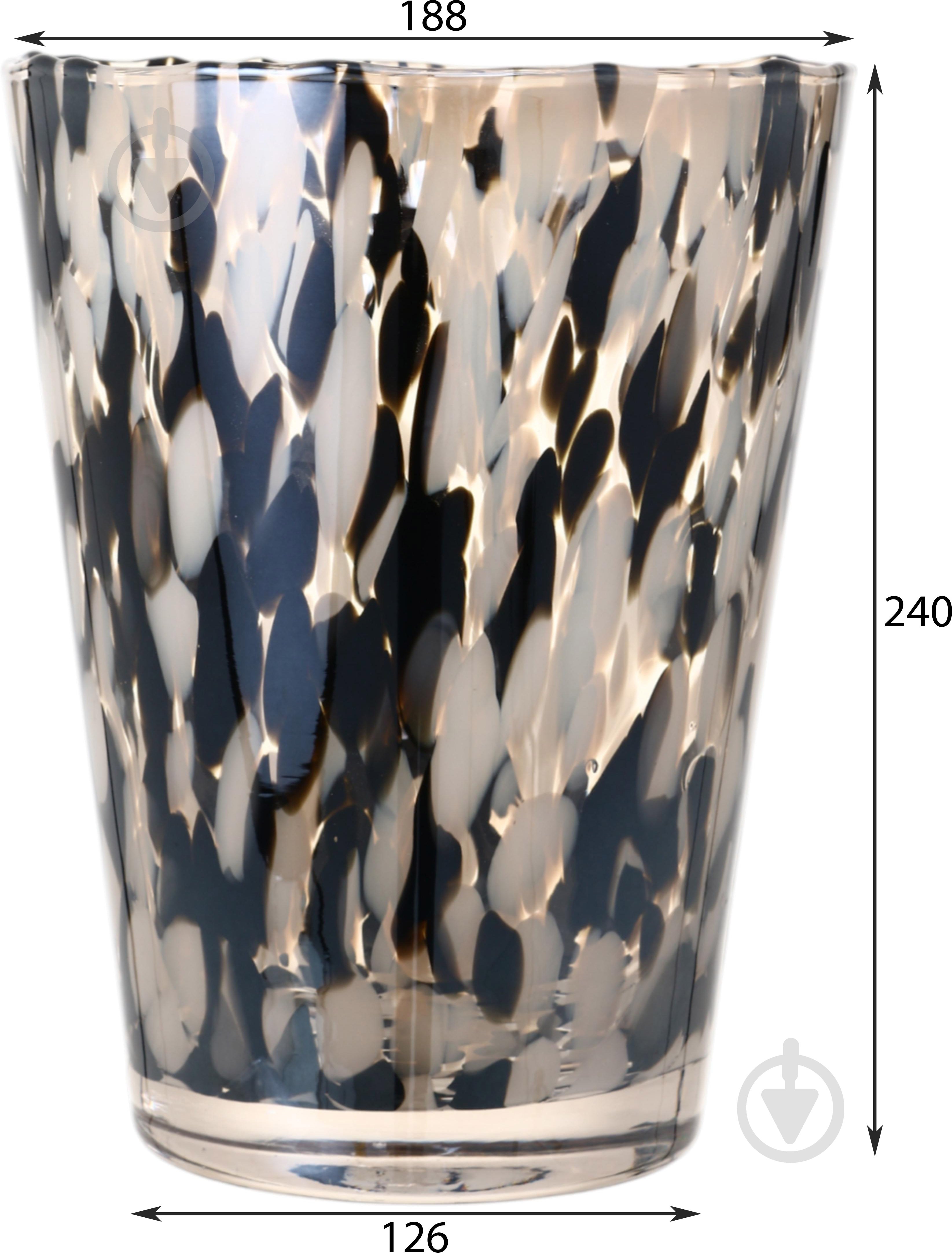 Ваза скляна Wrzesniak Glassworks Confetti 24 см чорно-біла 27-1061D - фото 2