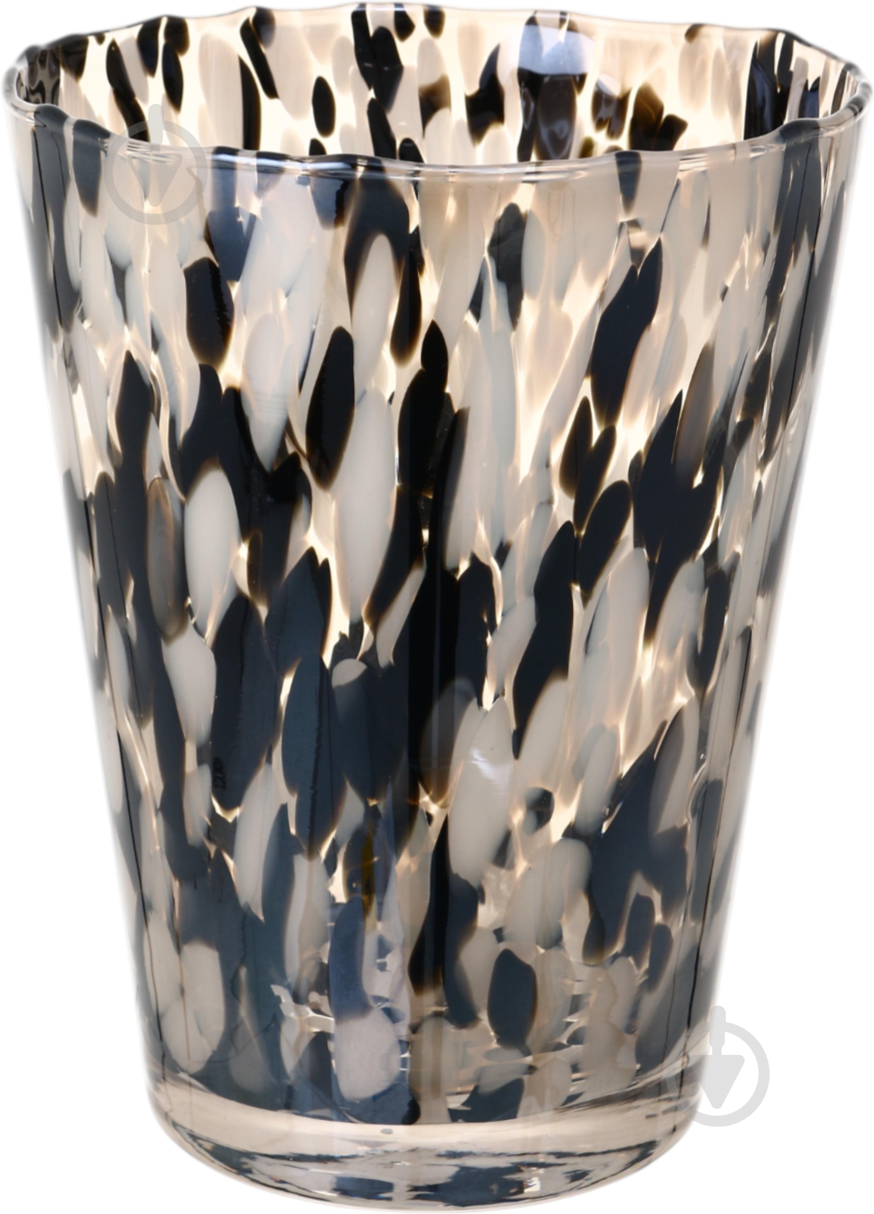 Ваза скляна Wrzesniak Glassworks Confetti 24 см чорно-біла 27-1061D - фото 1