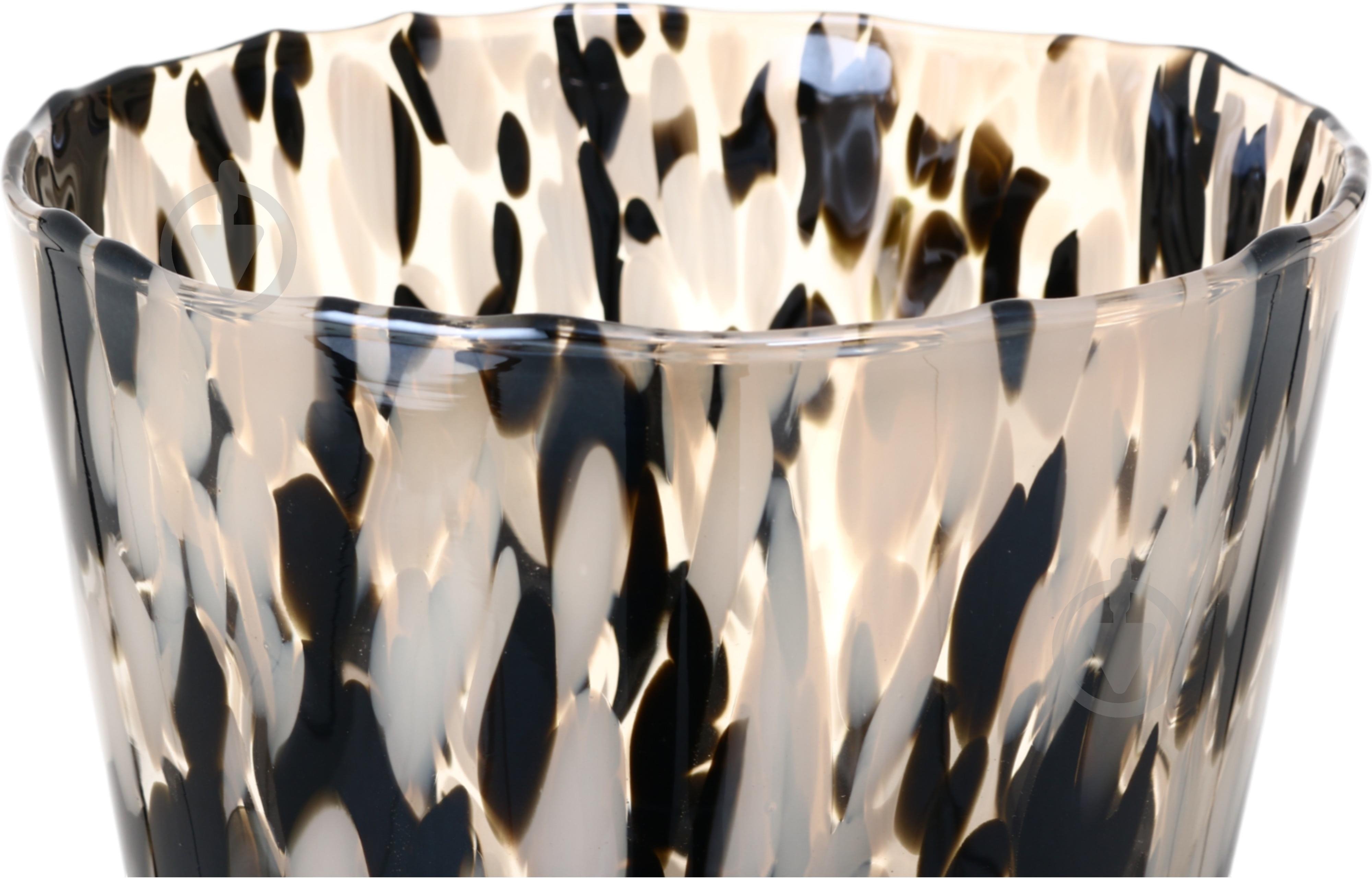 Ваза скляна Wrzesniak Glassworks Confetti 24 см чорно-біла 27-1061D - фото 4
