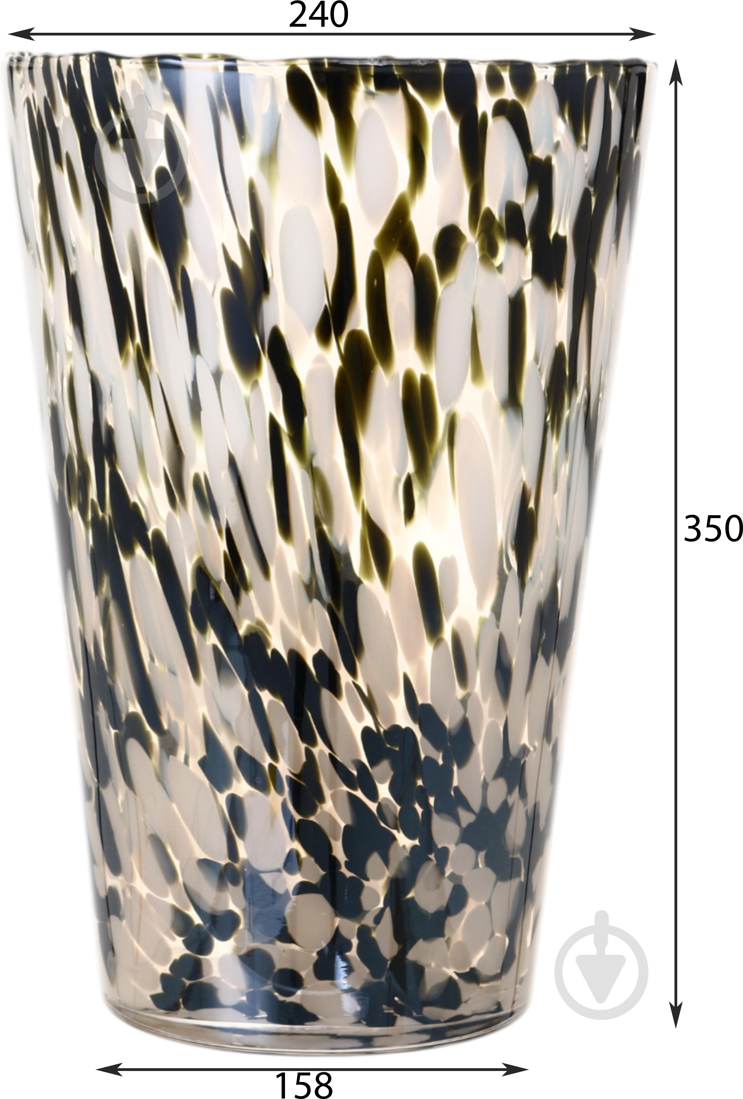 Ваза скляна Wrzesniak Glassworks Confetti 35 см чорно-біла 17-6999 - фото 2