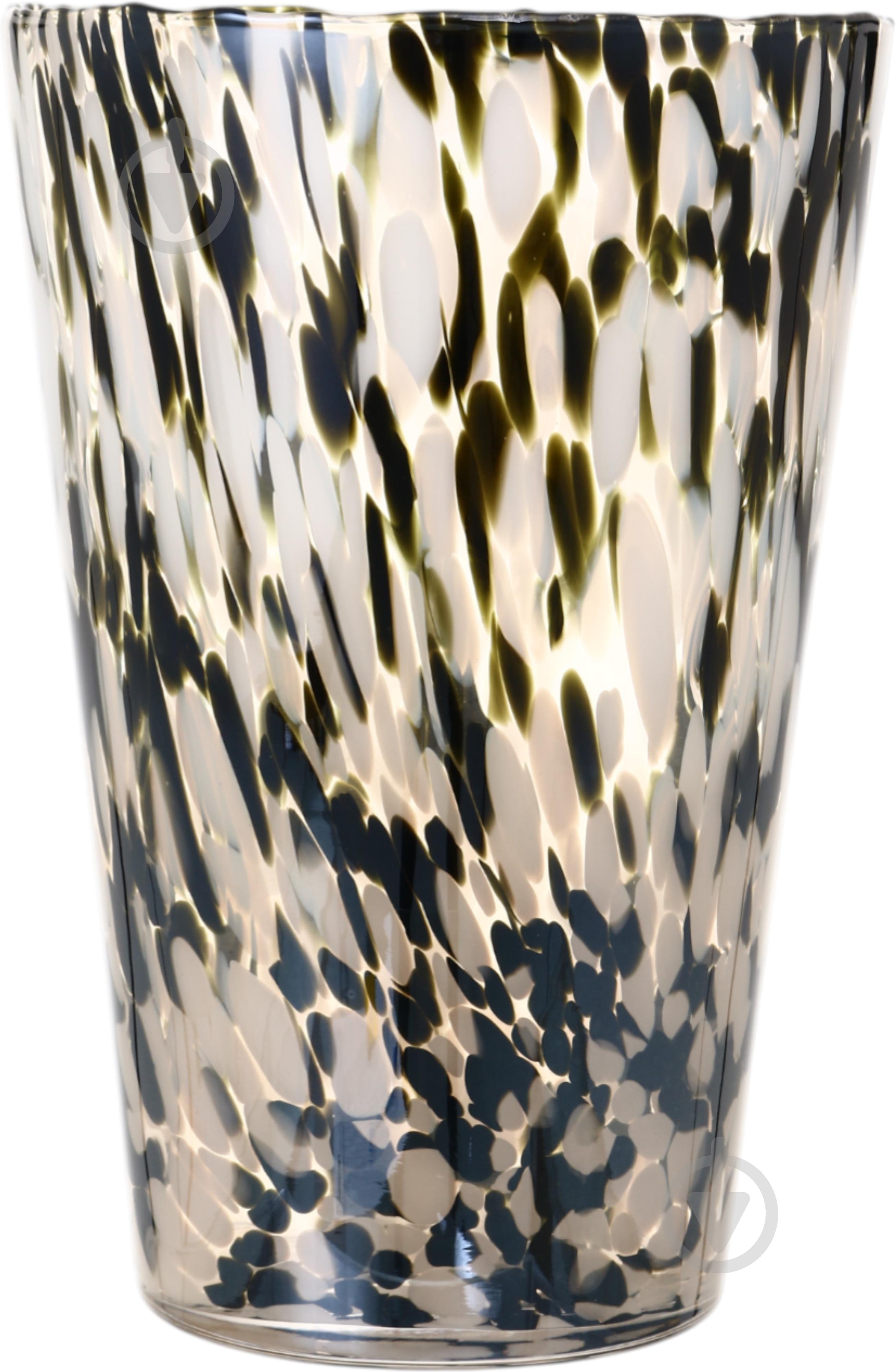 Ваза скляна Wrzesniak Glassworks Confetti 35 см чорно-біла 17-6999 - фото 3