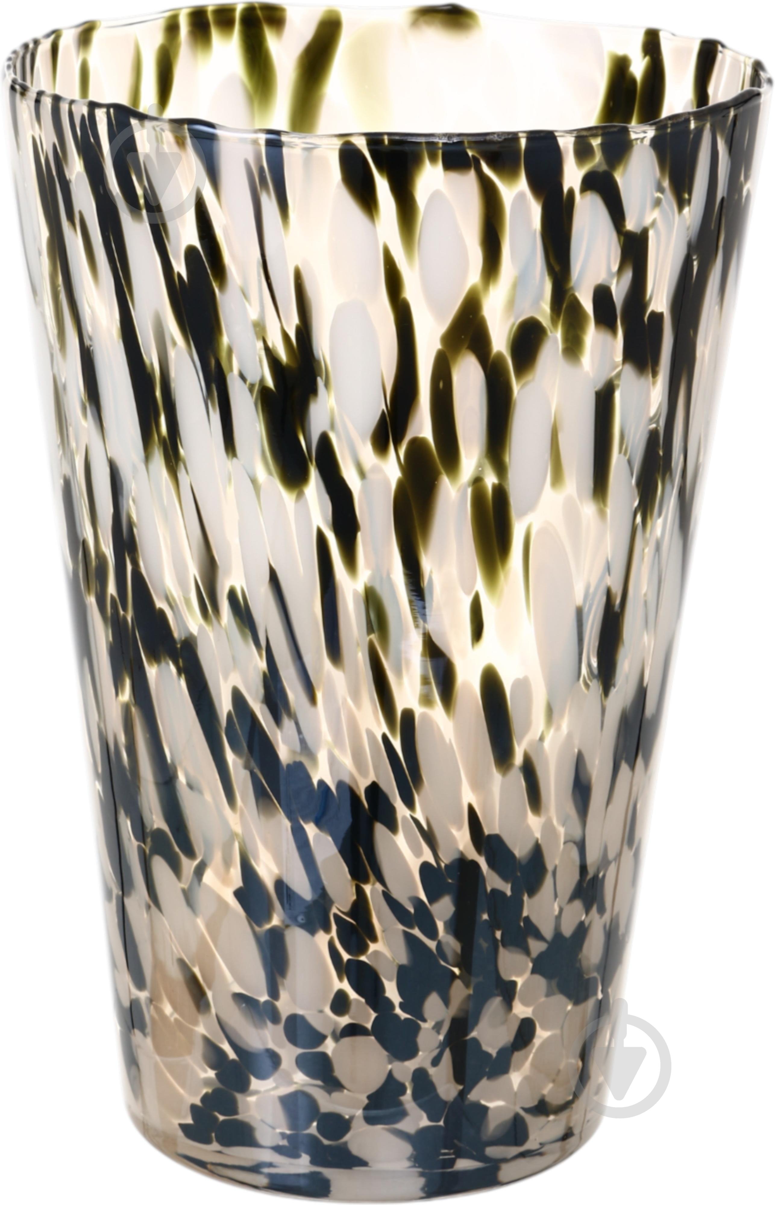 Ваза скляна Wrzesniak Glassworks Confetti 35 см чорно-біла 17-6999 - фото 1