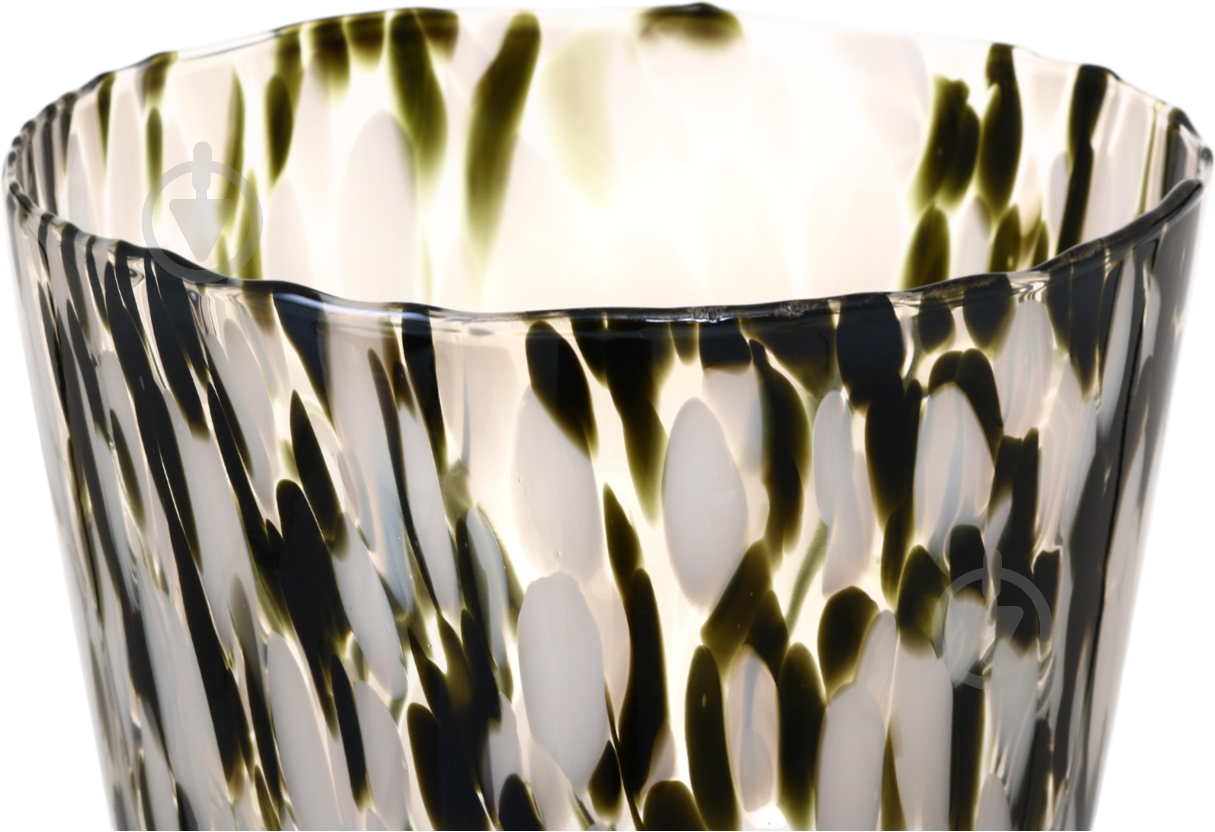 Ваза скляна Wrzesniak Glassworks Confetti 35 см чорно-біла 17-6999 - фото 4