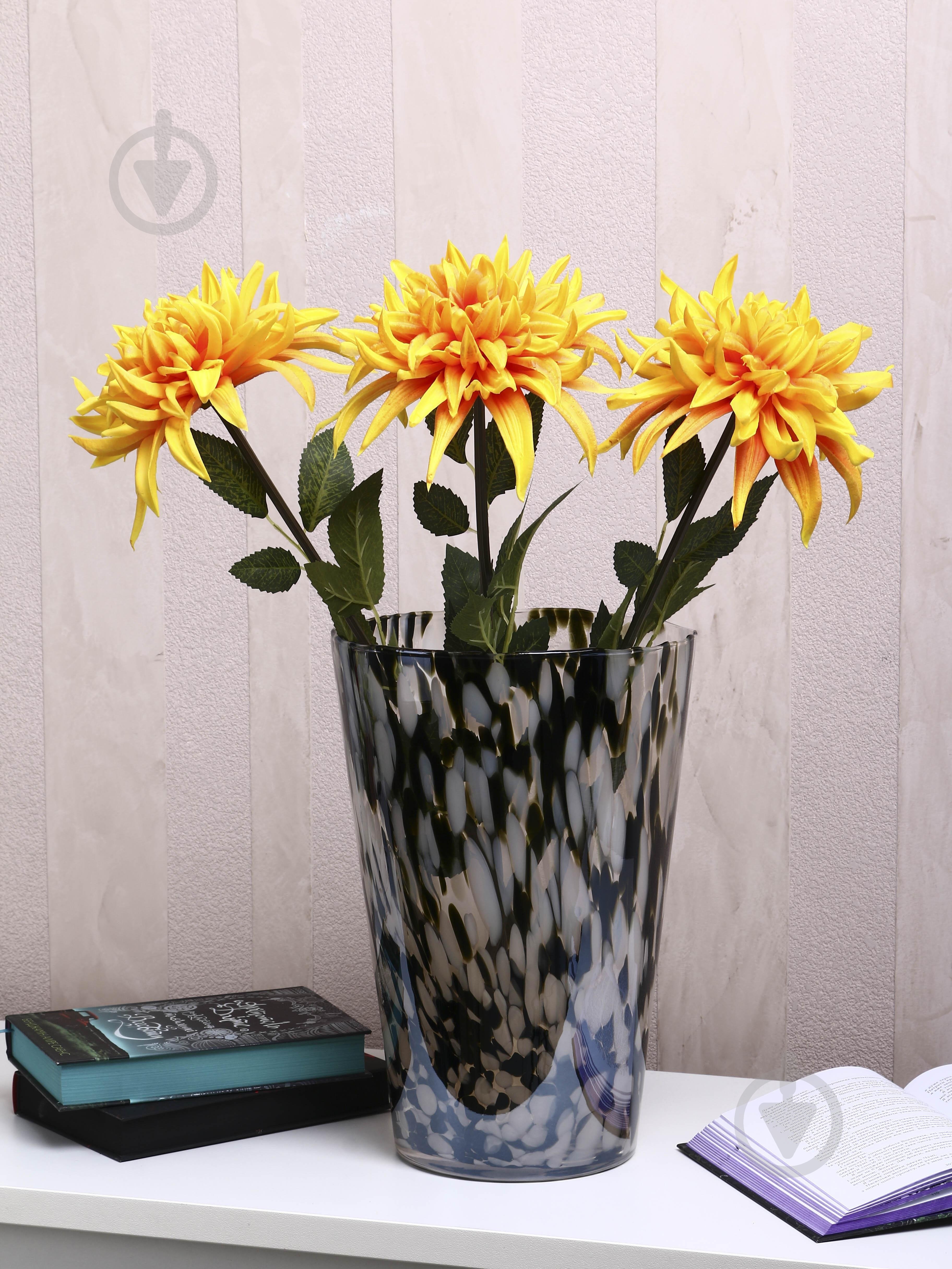 Ваза скляна Wrzesniak Glassworks Confetti 35 см чорно-біла 17-6999 - фото 6