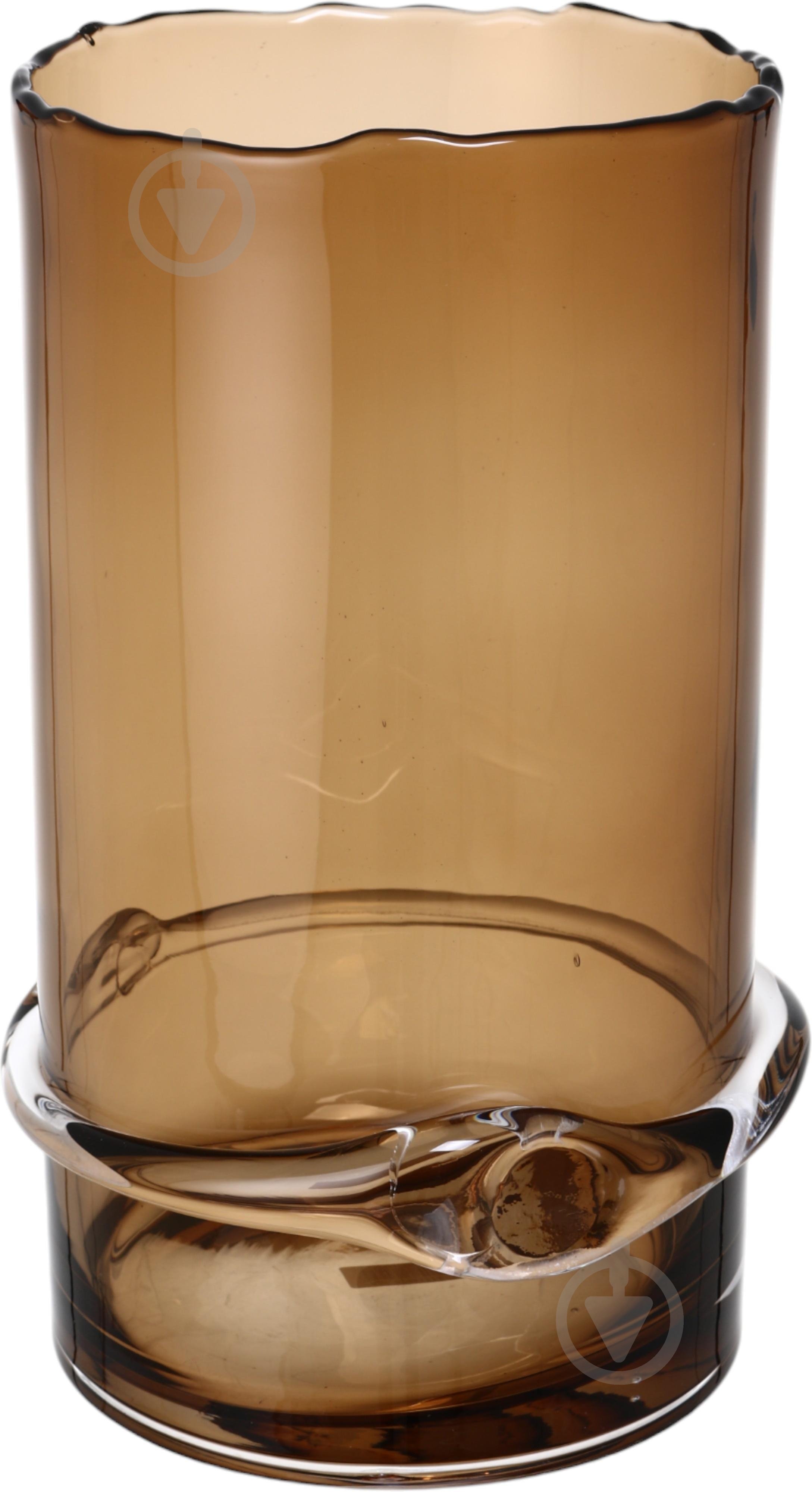 Ваза стеклянная Wrzesniak Glassworks Stamp 35 см коричневая 17-9843A - фото 1