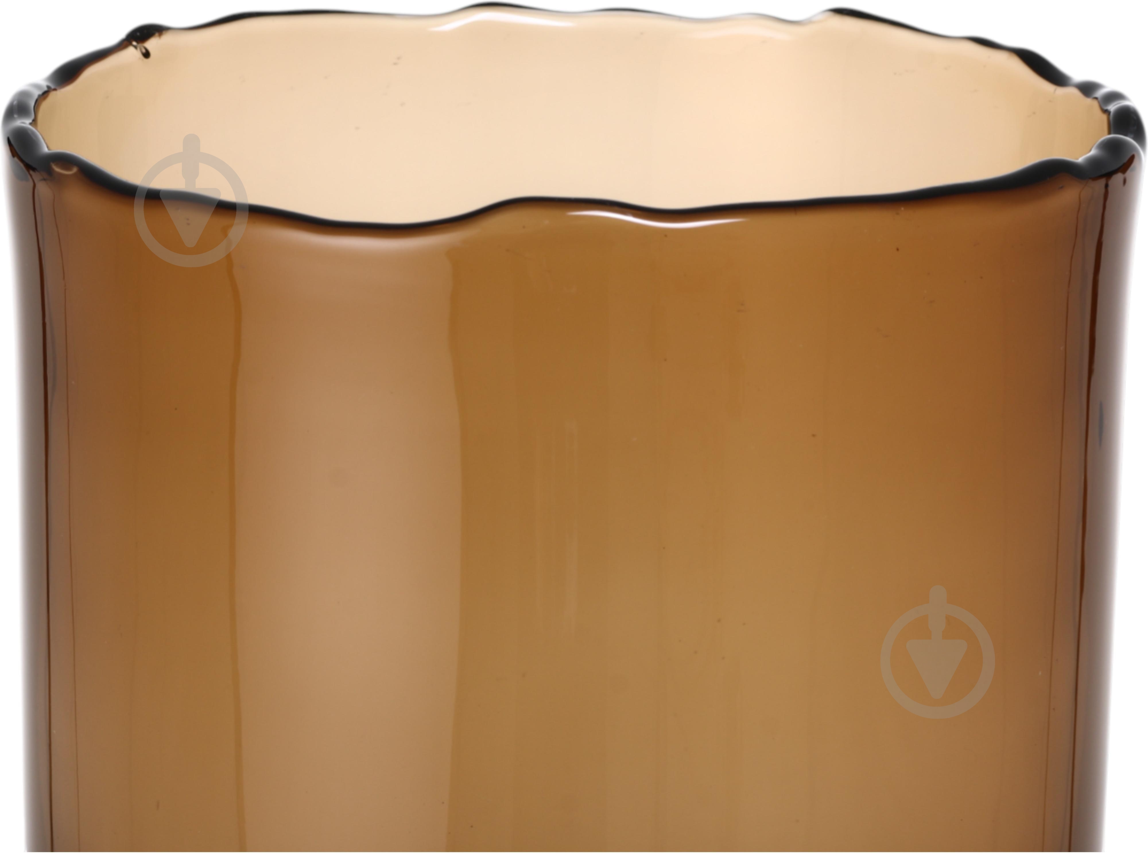 Ваза стеклянная Wrzesniak Glassworks Stamp 35 см коричневая 17-9843A - фото 4