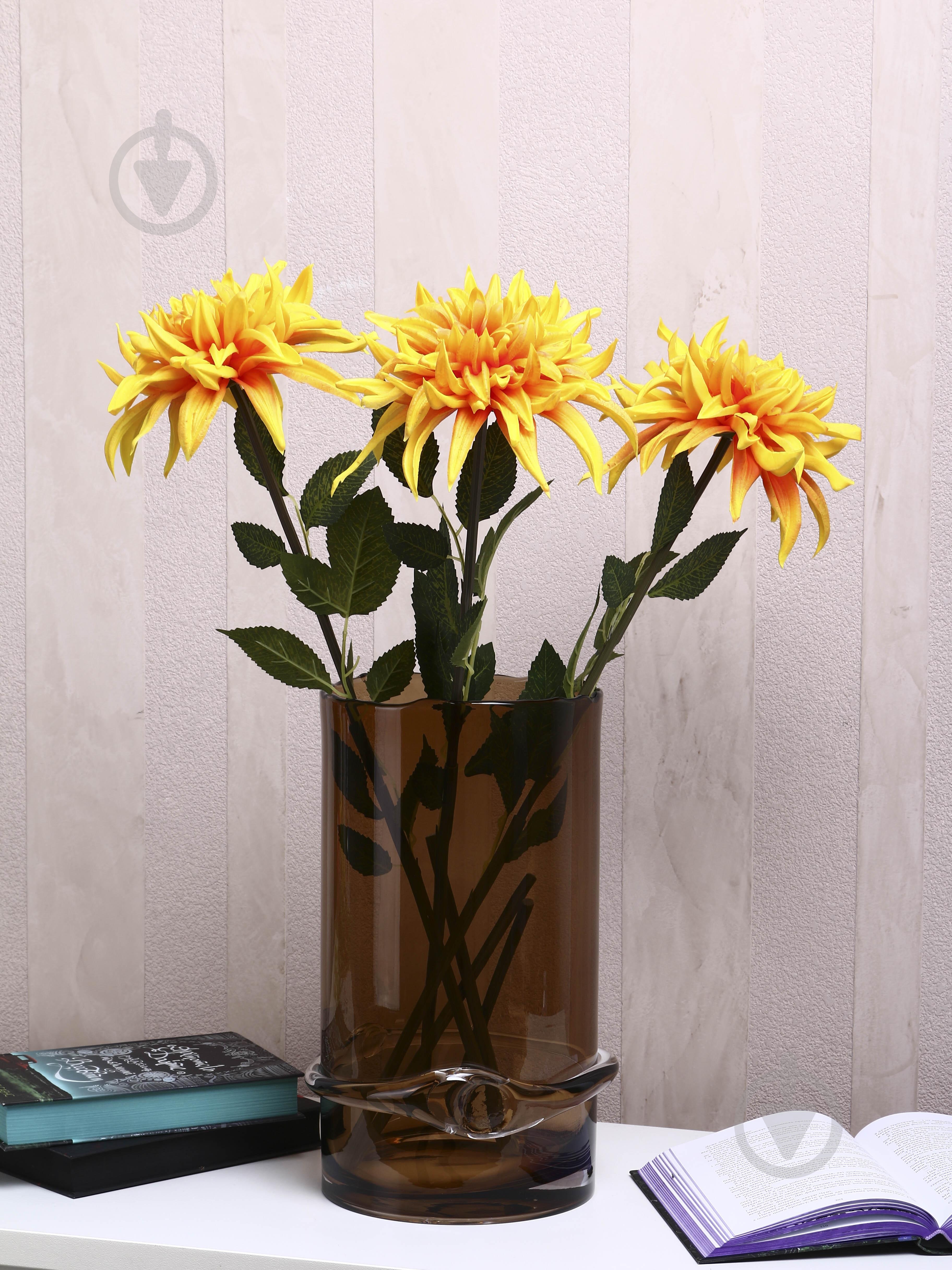 Ваза стеклянная Wrzesniak Glassworks Stamp 35 см коричневая 17-9843A - фото 6