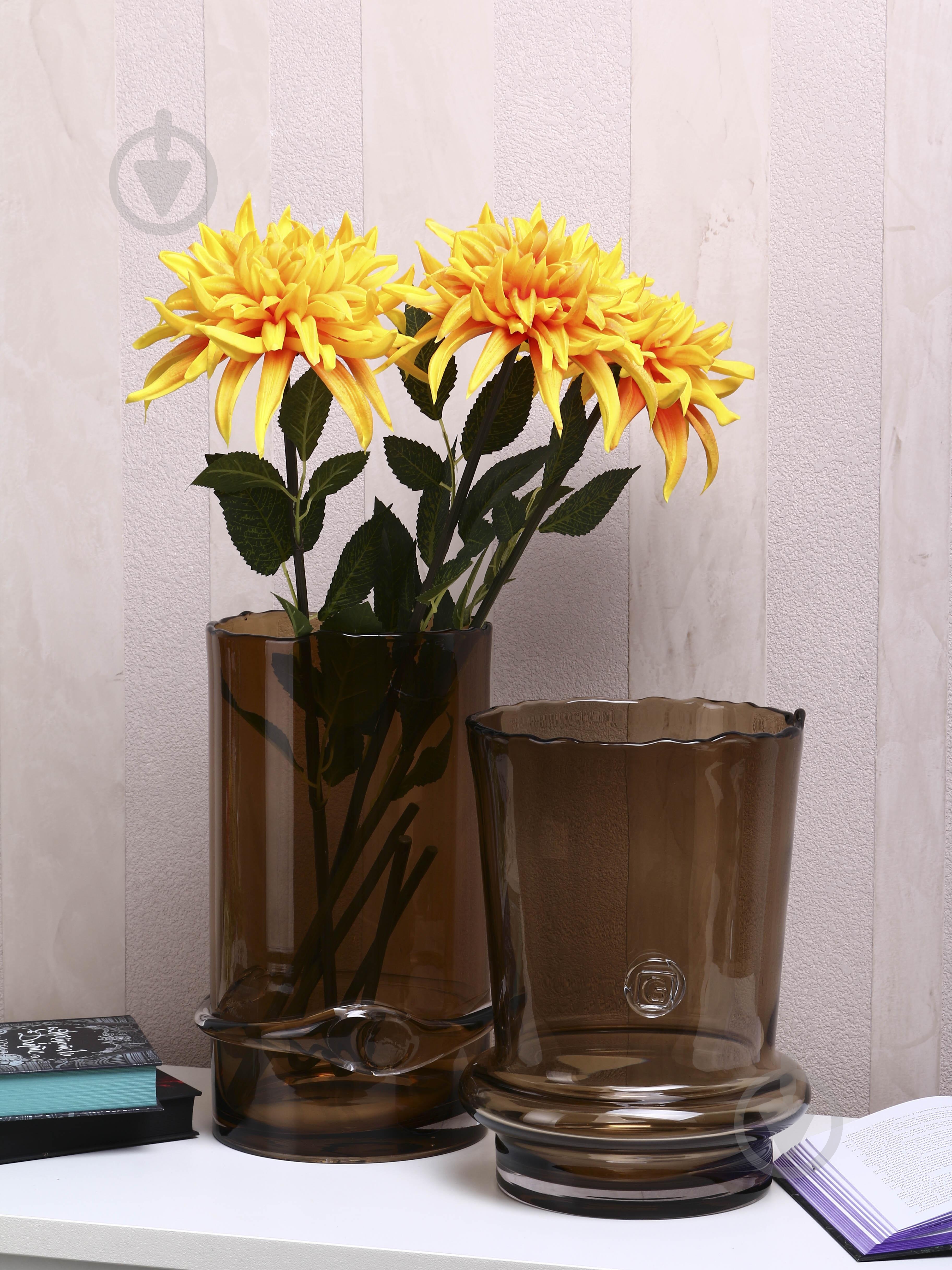 Ваза стеклянная Wrzesniak Glassworks Stamp 35 см коричневая 17-9843A - фото 5