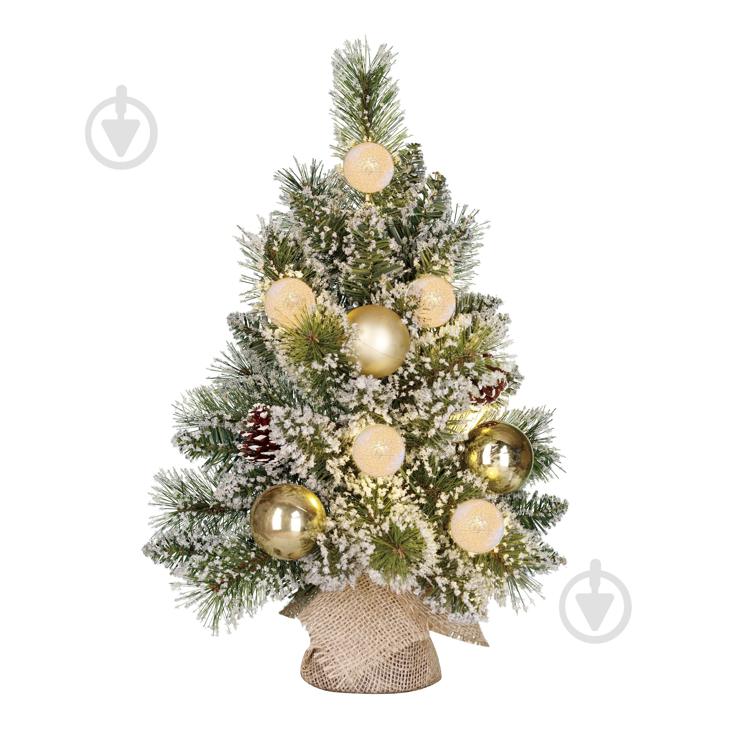 Штучна ялинка "Kaprun" з мішковиною, зелена з інеєм, золота 45×33 см зелений - фото 1 Штучна ялинка "Kaprun" з мішковиною, зелена з інеєм, золота 45×33 см зелений - фото 1