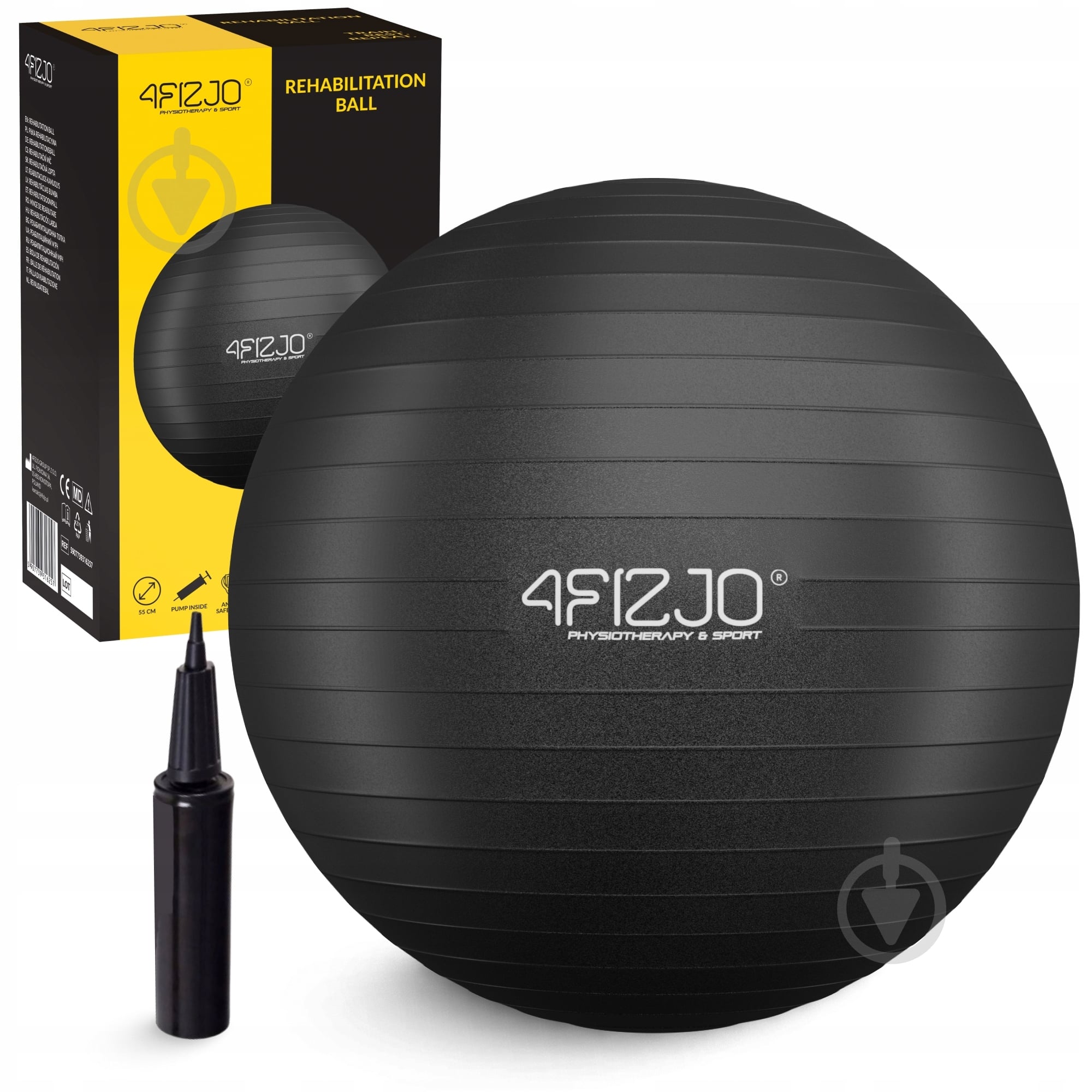 М'яч для фітнесу 4fizjo (фітбол) Anti-Burst Black (P-5907739316349) d65 см 4FJ0400 - фото 1