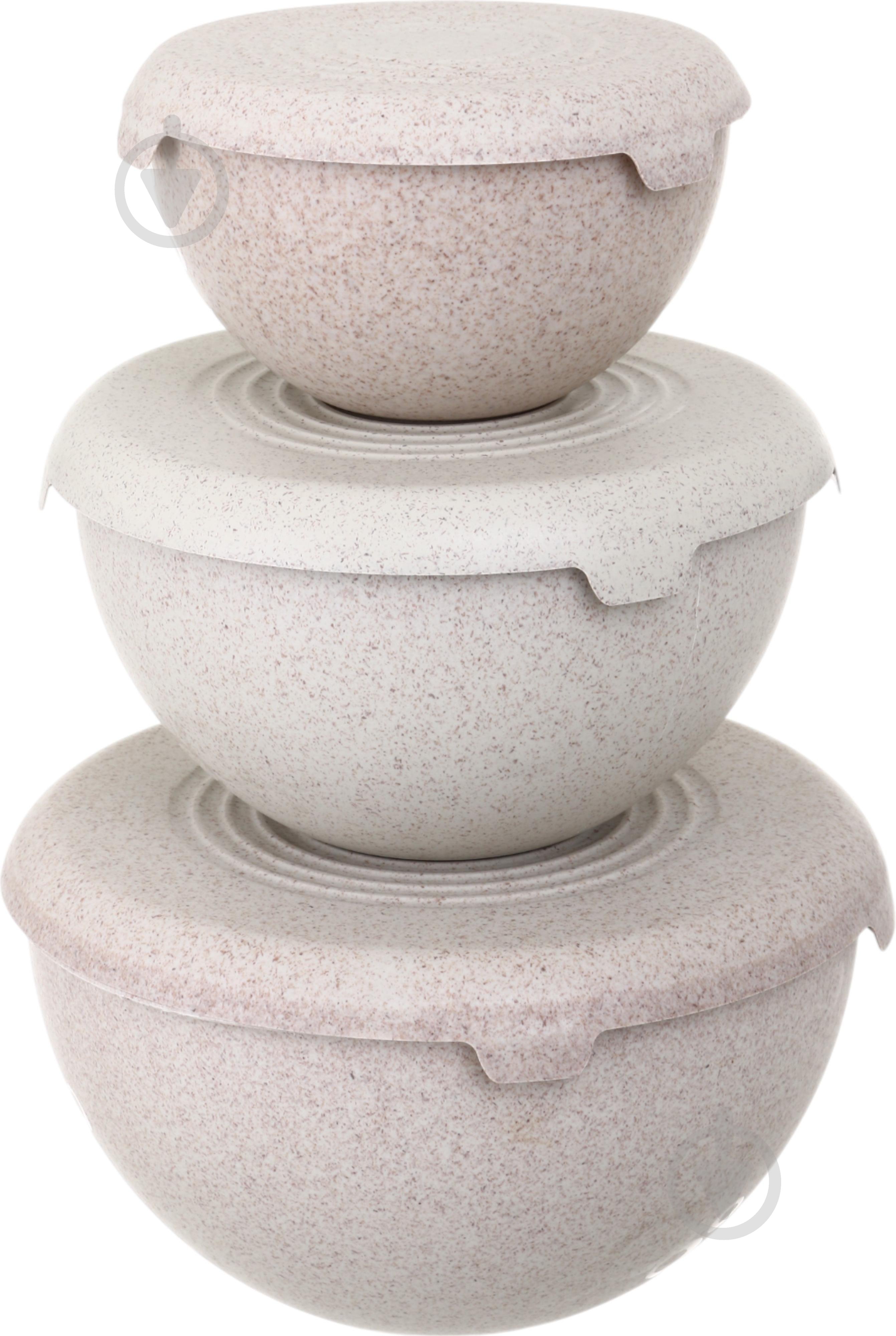 Набор салатников Practic BIO с крышкой 3 шт. (1,5 л+3 л+6 л) крем - фото 1 Набор салатников Practic BIO с крышкой 3 шт. (1,5 л+3 л+6 л) крем - фото 1