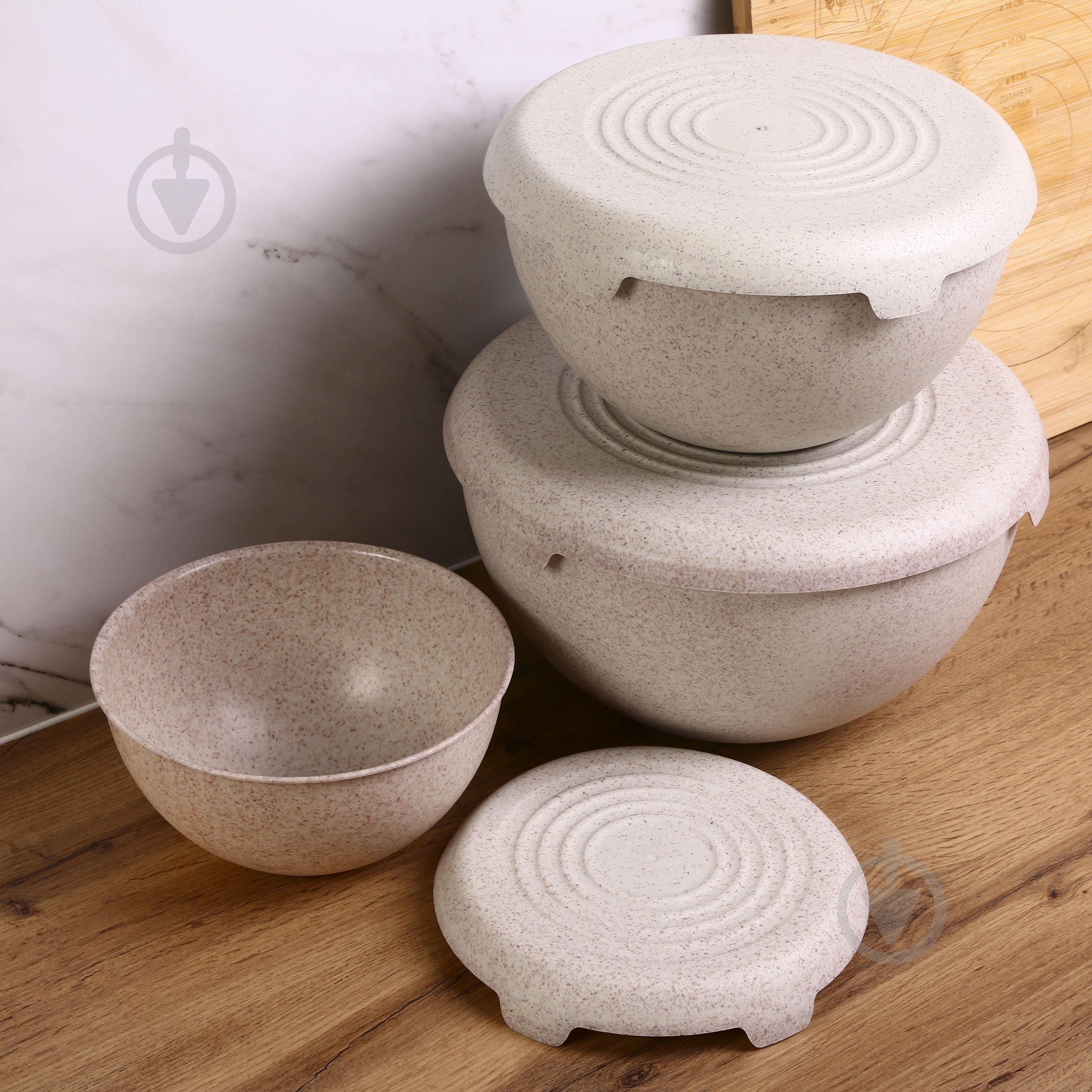 Набор салатников Practic BIO с крышкой 3 шт. (1,5 л+3 л+6 л) крем - фото 11 Набор салатников Practic BIO с крышкой 3 шт. (1,5 л+3 л+6 л) крем - фото 11