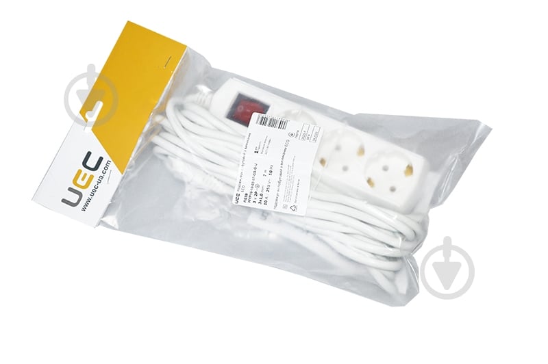 Подовжувач з вимикачем UEC із заземленням 3 гн. білий 7 м WYP10-10-03-07-GS-G-U - фото 2