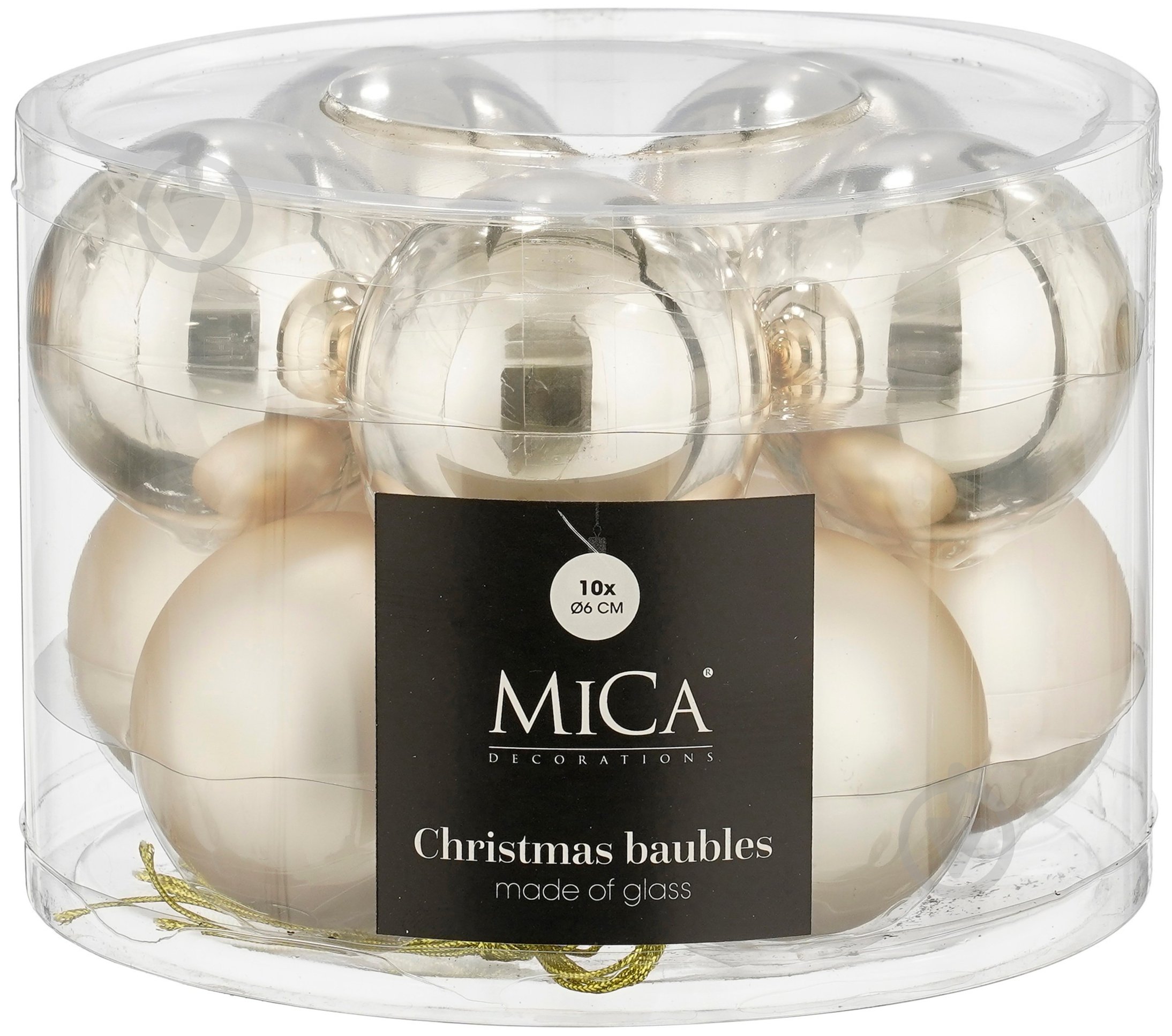 Декорация новогодняя Edelman Стеклянные шары, кремовые, 10 шт, стекло, диам. 6 см - фото 1 Декорация новогодняя Edelman Стеклянные шары, кремовые, 10 шт, стекло, диам. 6 см - фото 1