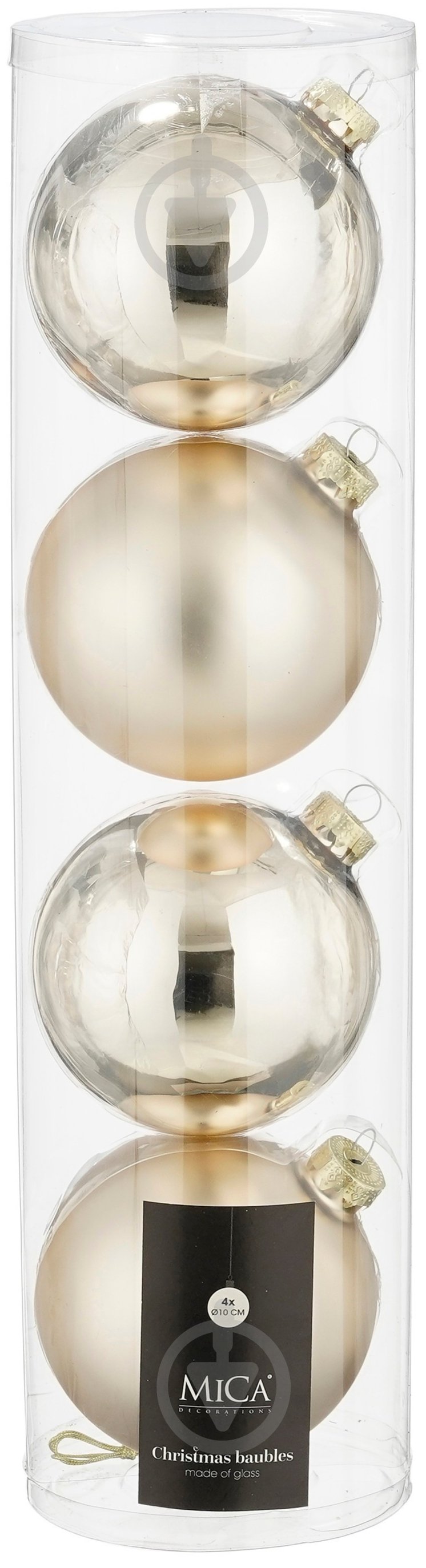 Декорация новогодняя Edelman Стеклянные шары, кремовые, 4 шт, стекло, диам. 10 см - фото 1 Декорация новогодняя Edelman Стеклянные шары, кремовые, 4 шт, стекло, диам. 10 см - фото 1