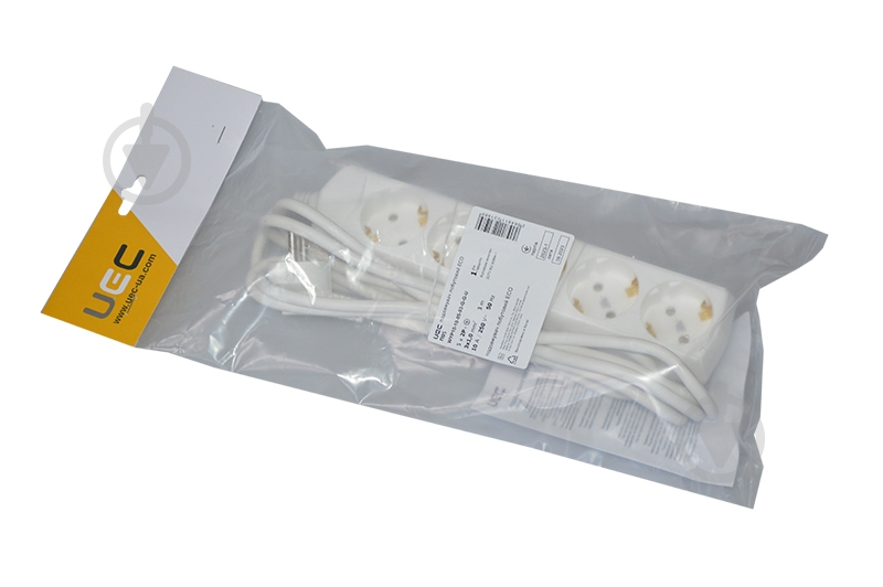 Подовжувач UEC із заземленням 5 гн. білий 3 м WYP10-10-05-03-G-G-U - фото 2