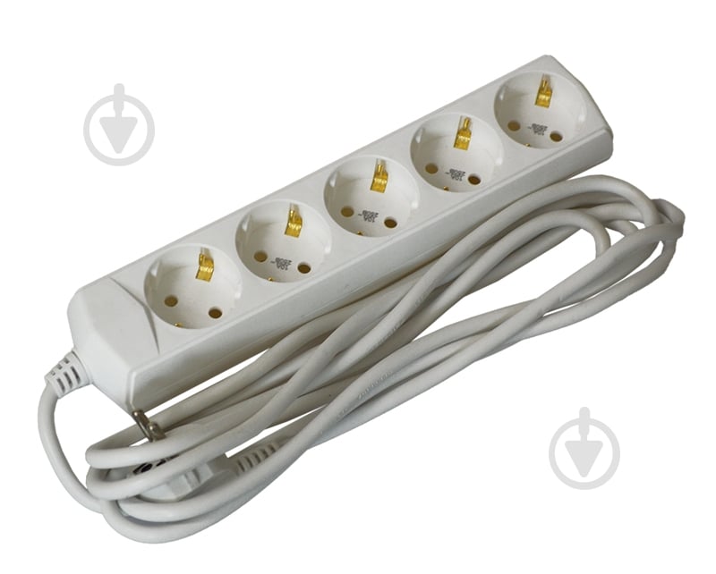 Подовжувач UEC із заземленням 5 гн. білий 3 м WYP10-10-05-03-G-G-U - фото 1