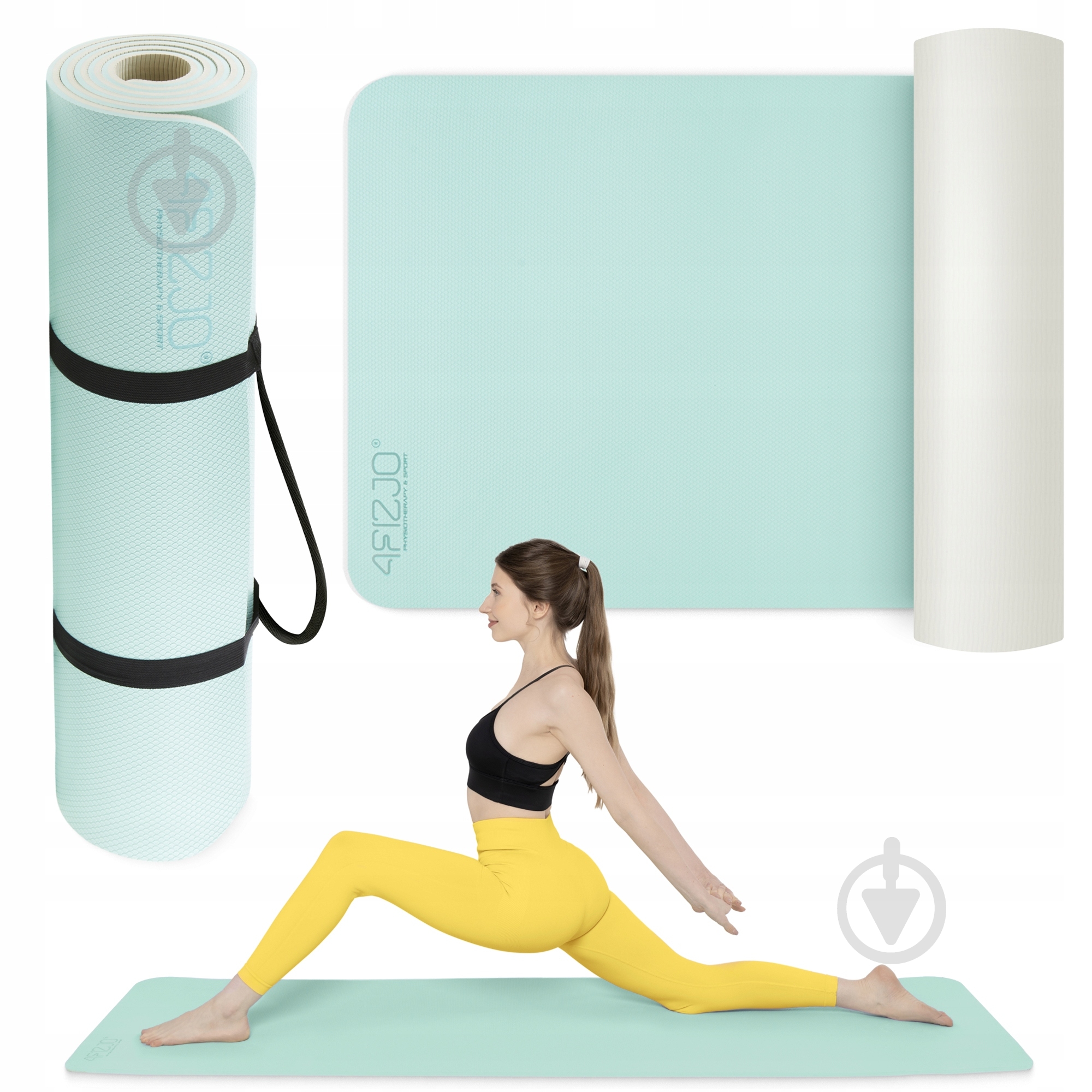 Коврик для йоги и фитнеса 4fizjo 180 x 60 x 1 см TPE Mint/Grey (P-5907739311917) серо-мятный - фото 1