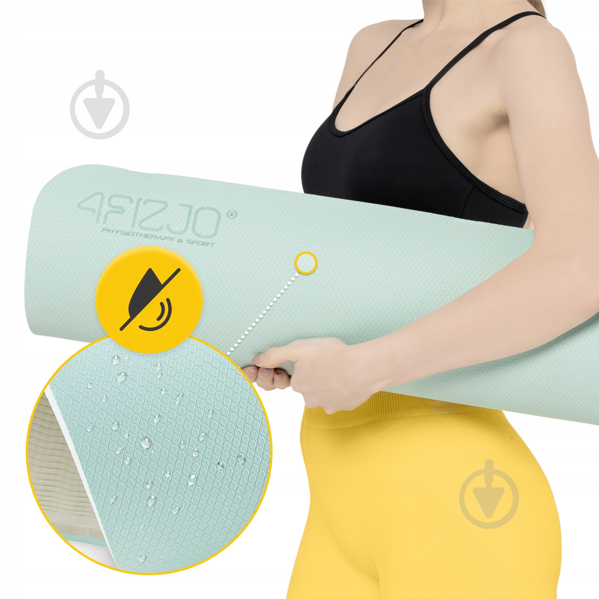 Коврик для йоги и фитнеса 4fizjo 180 x 60 x 1 см TPE Mint/Grey (P-5907739311917) серо-мятный - фото 6