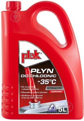 Антифриз Atas PLAK AUTORAD G12+ -35°C G12+ концентрат 5 л красный - фото 1