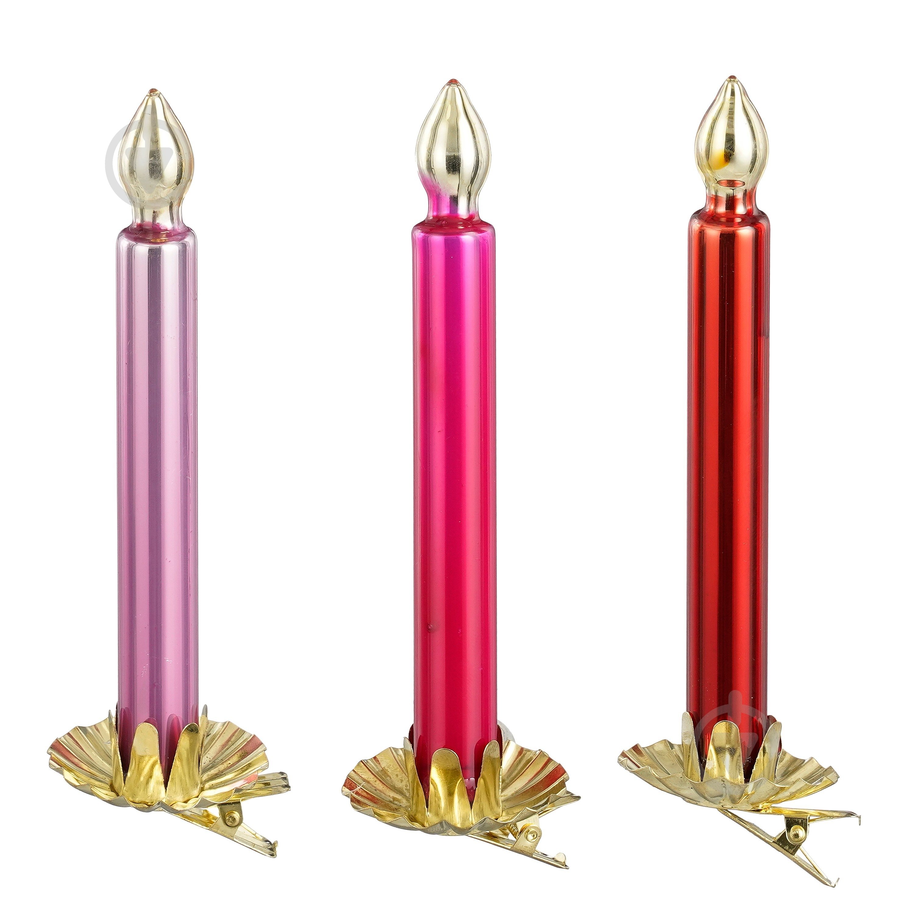 Декорация новогодняя Edelman Свеча на прищепке 13,5×1,5 см в ассортименте - фото 1