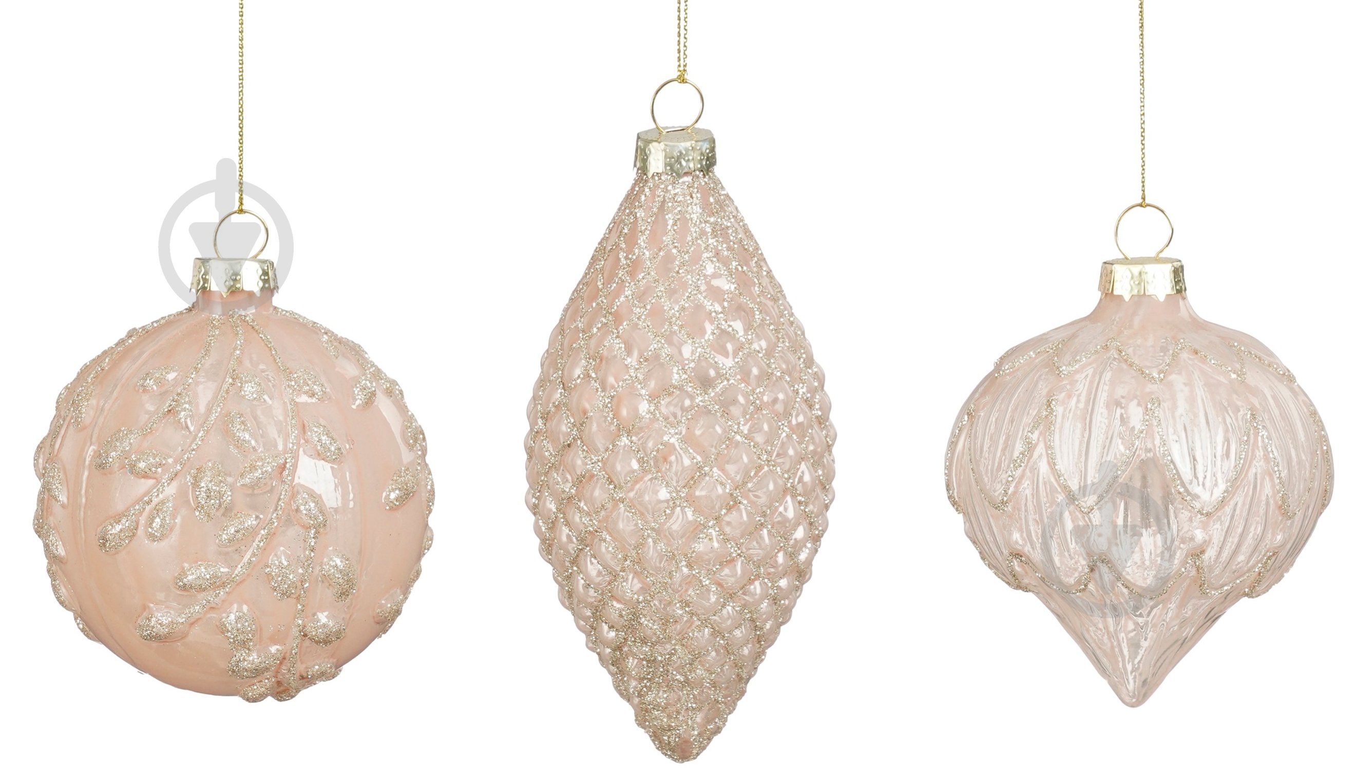 Декорация новогодняя Edelman Стеклянные шары шампань, 3 ассорти, дисплей, 9×8 см - фото 1 Декорация новогодняя Edelman Стеклянные шары шампань, 3 ассорти, дисплей, 9×8 см - фото 1