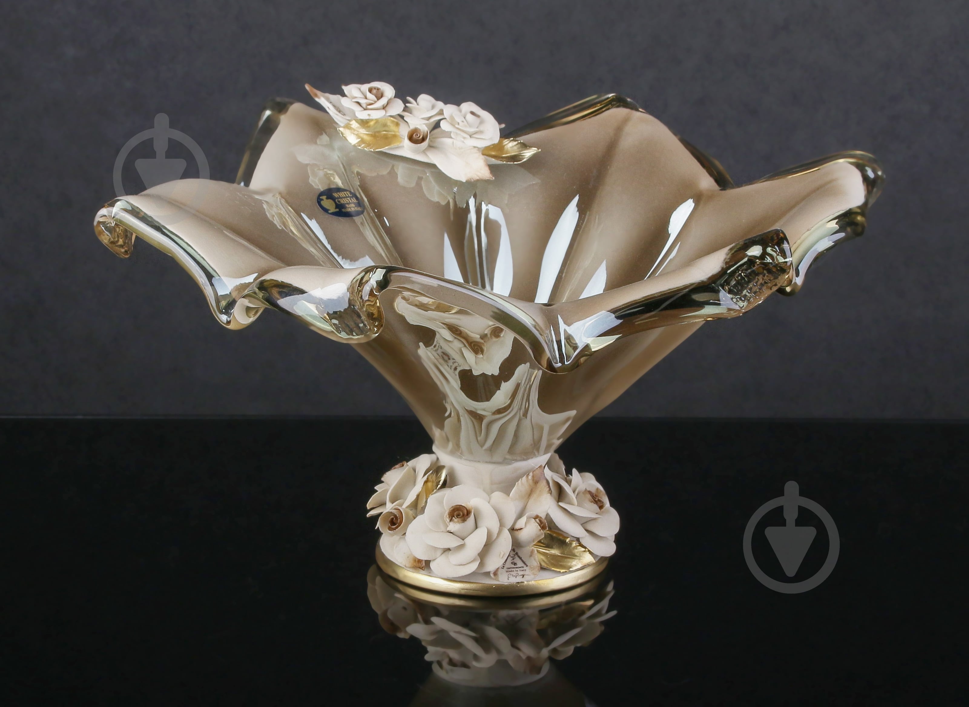 Фруктовница White cristal стеклянная Tomas 39х39х26 см - фото 1 Фруктовница White cristal стеклянная Tomas 39х39х26 см - фото 1